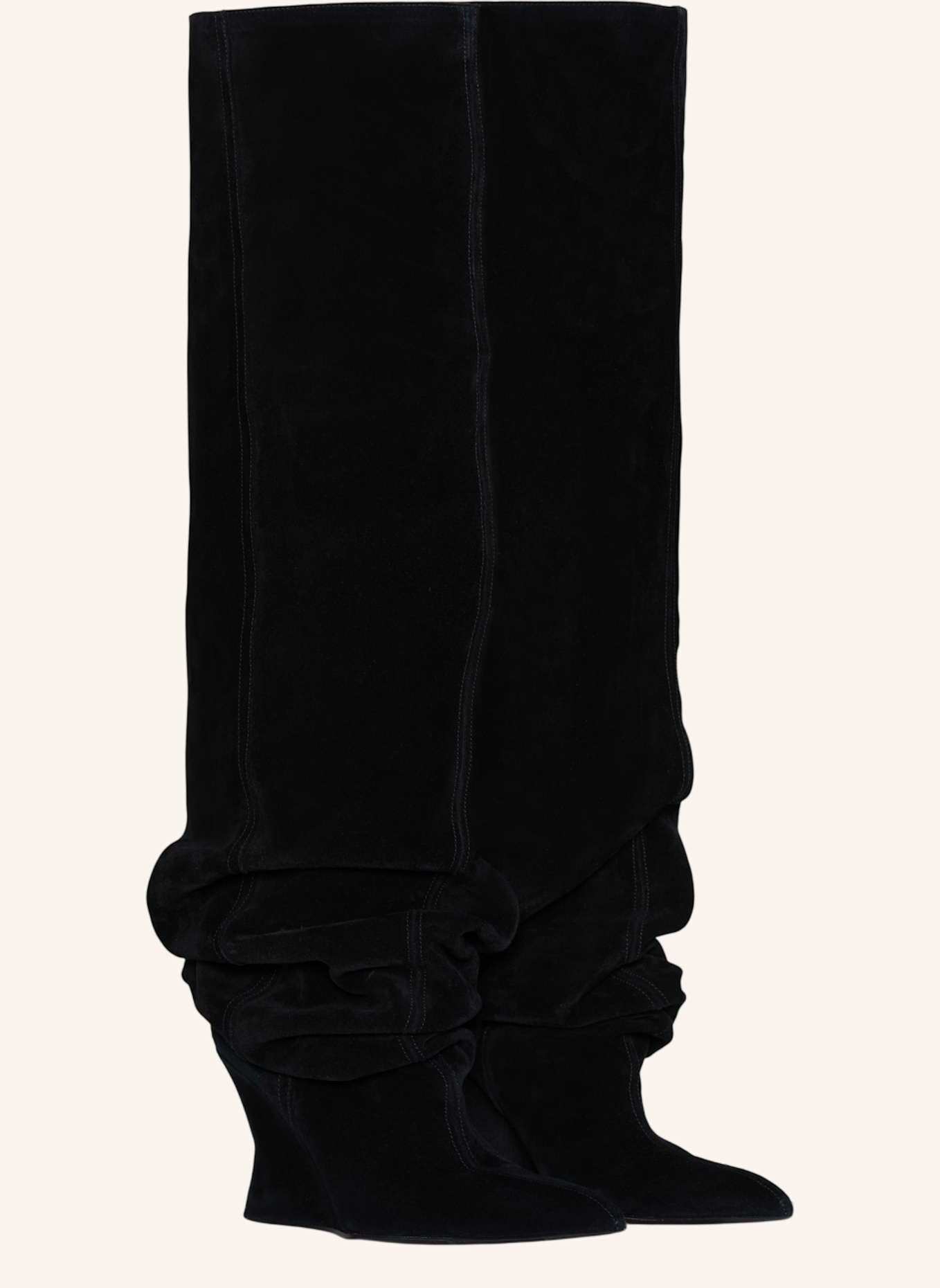 BALMAIN Wedge Overknee-Stiefel aus Wildleder: SCHWARZ