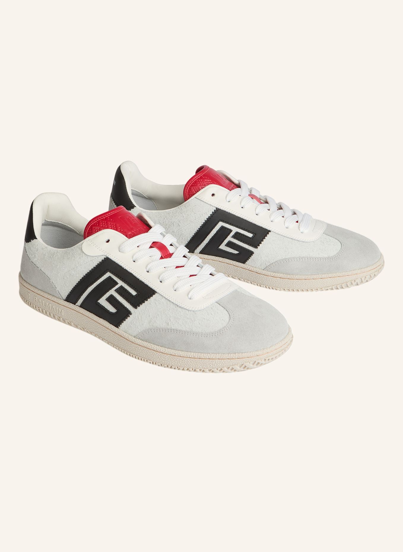BALMAIN Balmain Swan Sneakers aus Wildleder und Glattleder: NUDE
