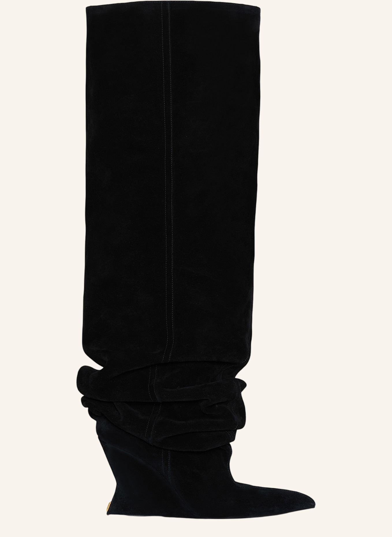 BALMAIN Wedge Overknee-Stiefel aus Wildleder: SCHWARZ