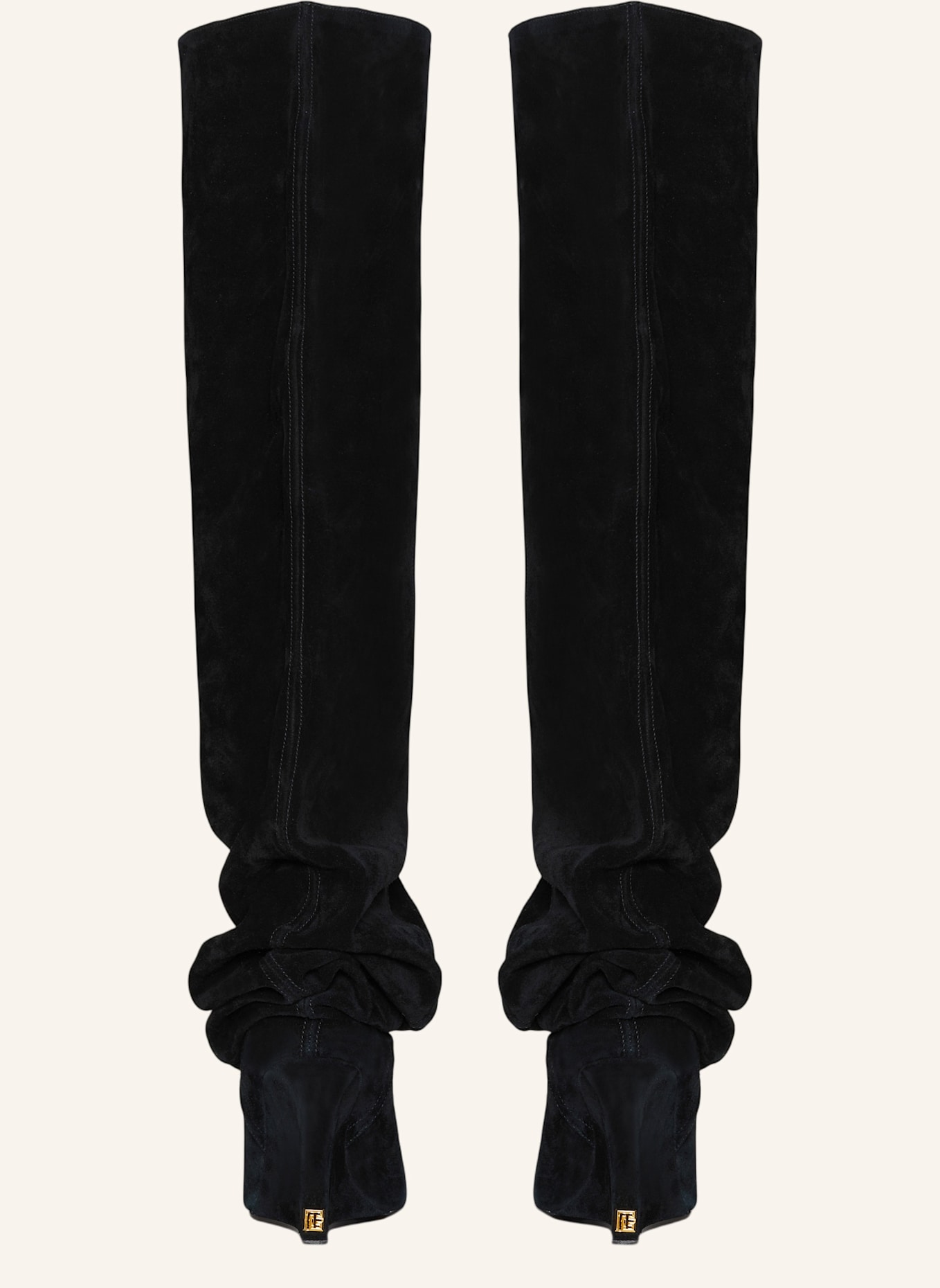 BALMAIN Wedge Overknee-Stiefel aus Wildleder: SCHWARZ