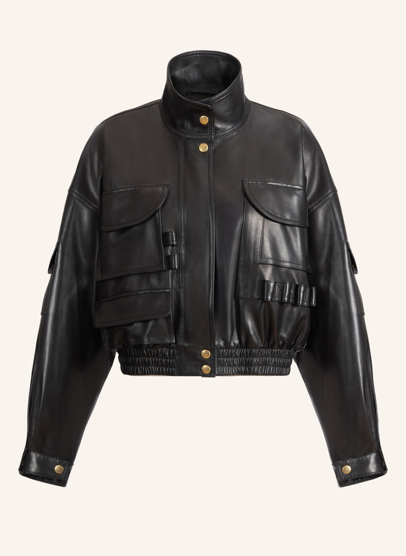 BALMAIN Bomberjacke aus Lammleder: SCHWARZ