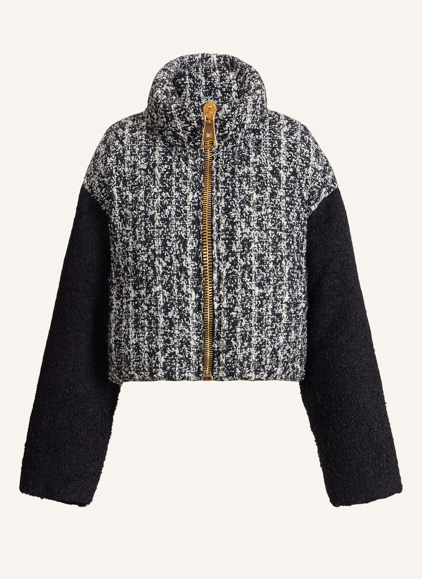 BALMAIN Zweifarbige Tweedjacke: SCHWARZ