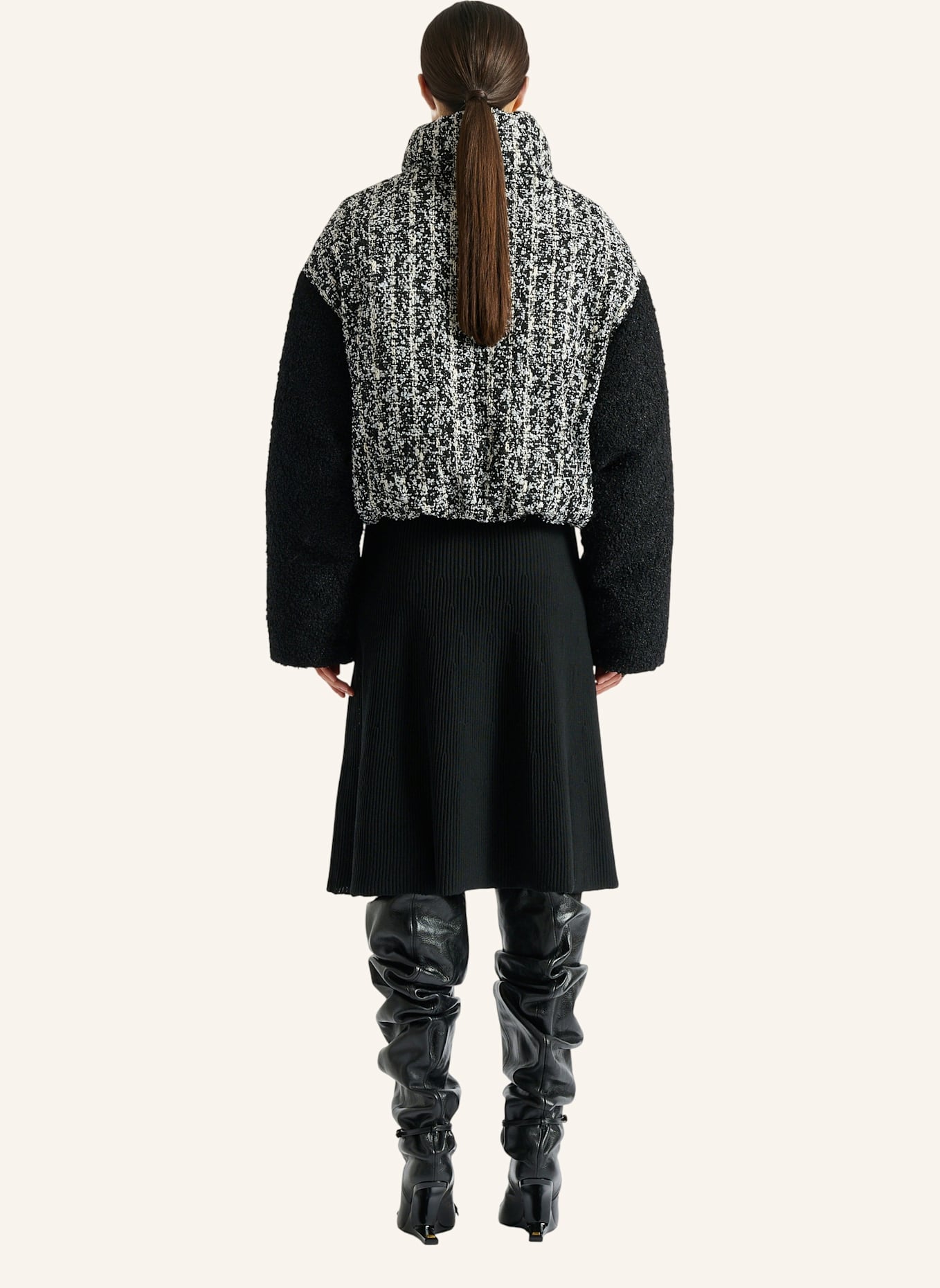 BALMAIN Zweifarbige Tweedjacke: SCHWARZ