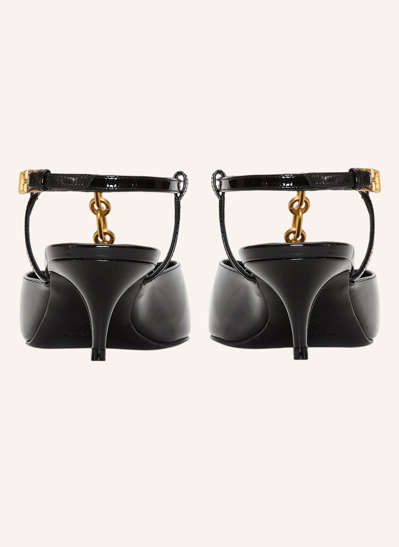 BALMAIN Sync Slingbacks mit Lacklederabsatz und Kette: SCHWARZ