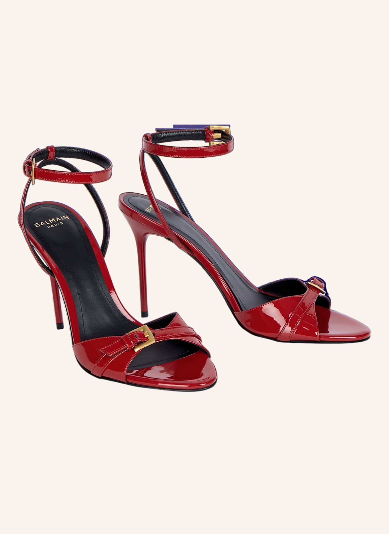 BALMAIN Anthem Sandalen aus glattem Kalbsleder: ROT