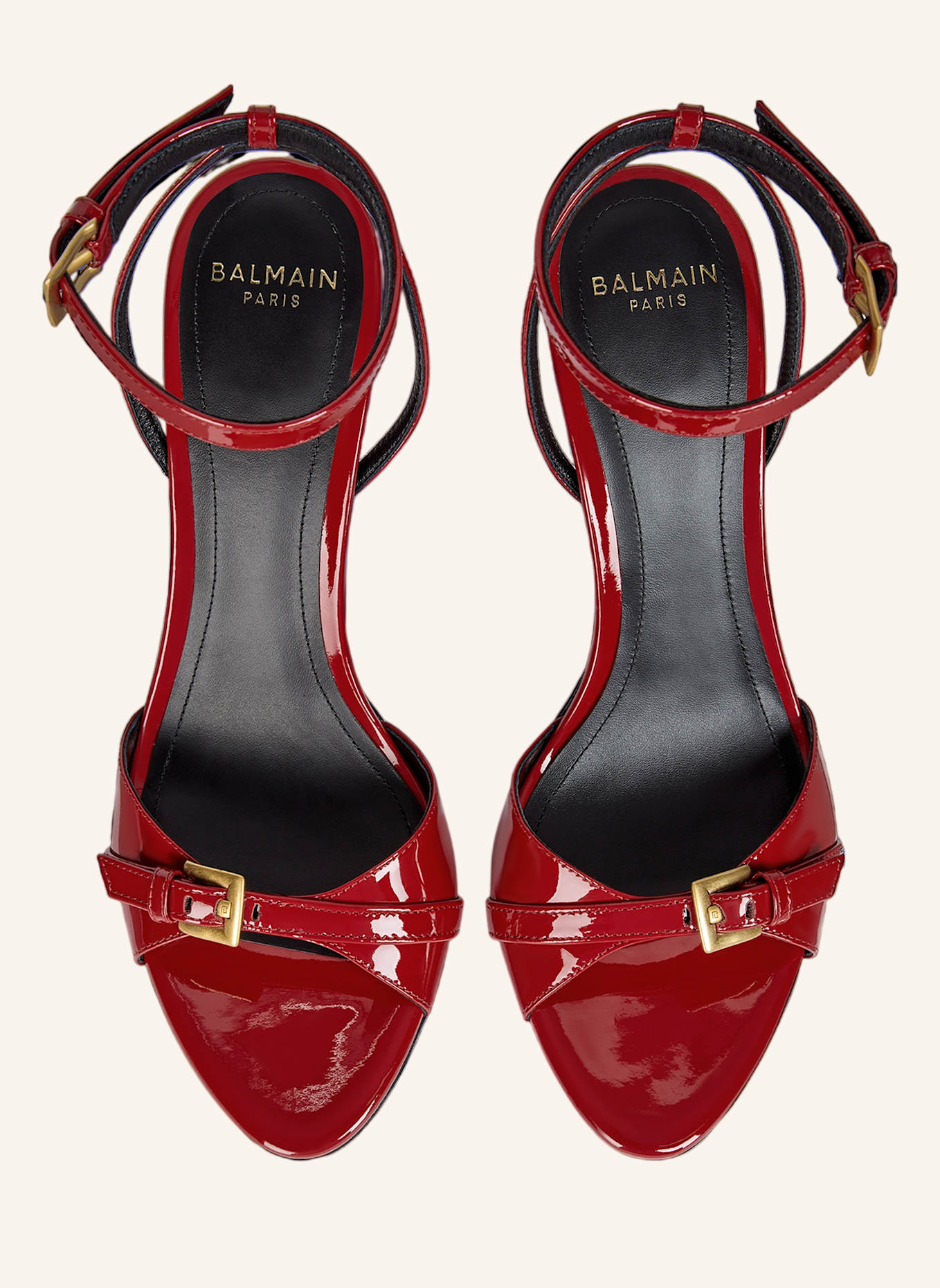 BALMAIN Anthem Sandalen aus glattem Kalbsleder: ROT