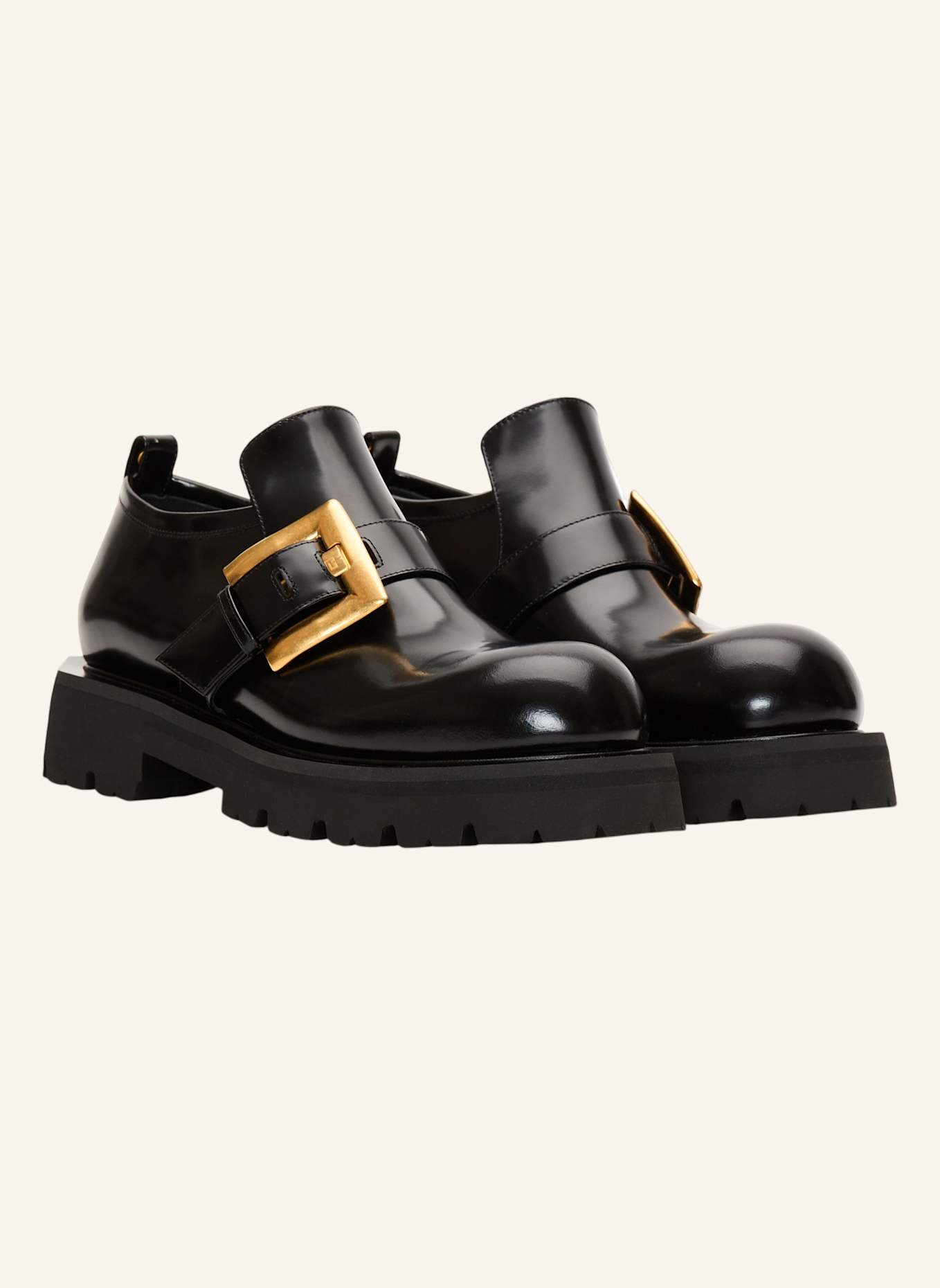 BALMAIN Anthem Mokassins aus glänzendem Leder: SCHWARZ