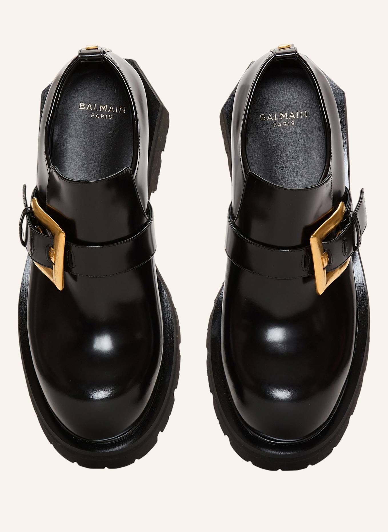 BALMAIN Anthem Mokassins aus glänzendem Leder: SCHWARZ