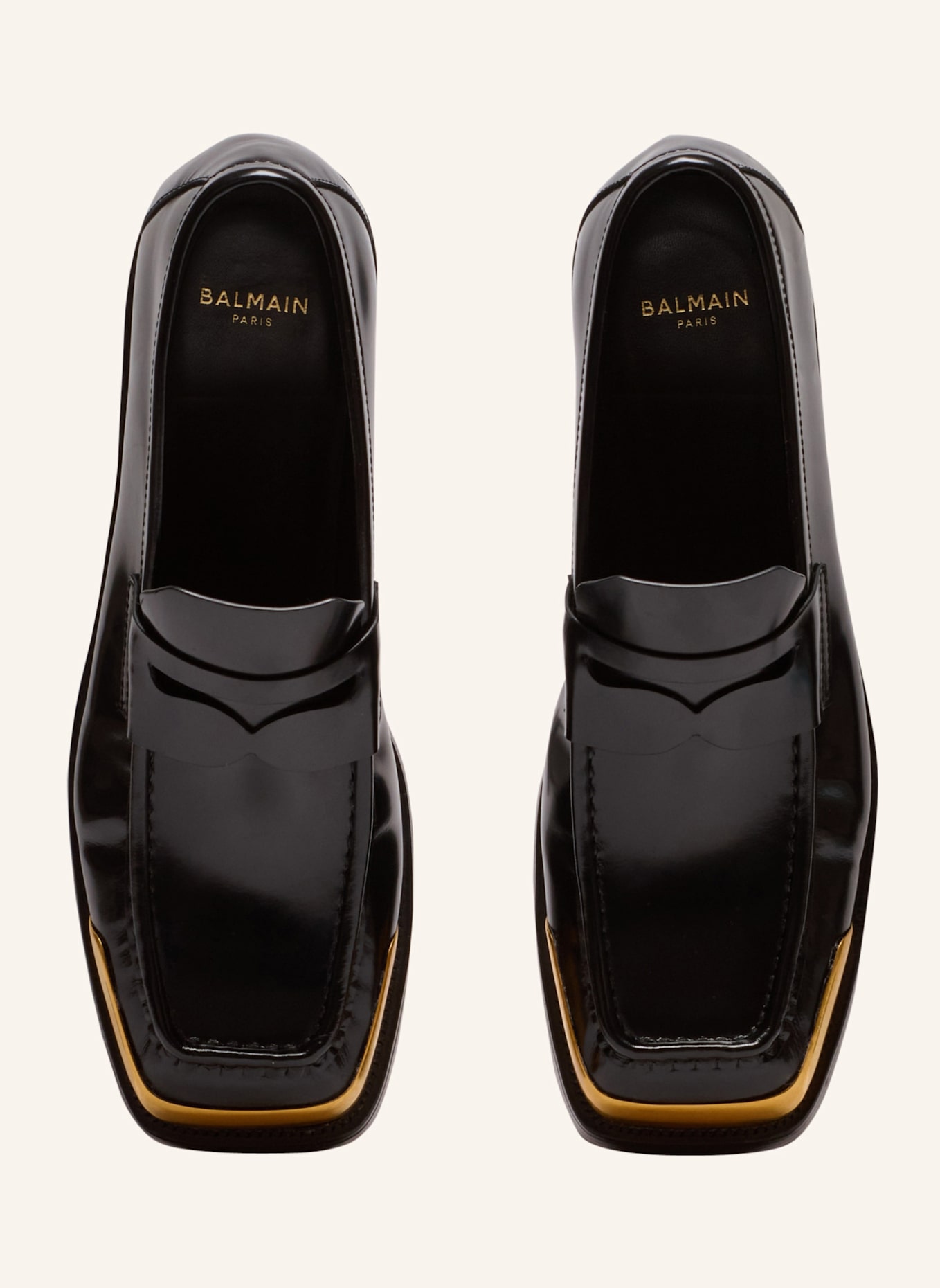 BALMAIN Mokassins mit eckiger Zehenpartie aus Lackleder: SCHWARZ