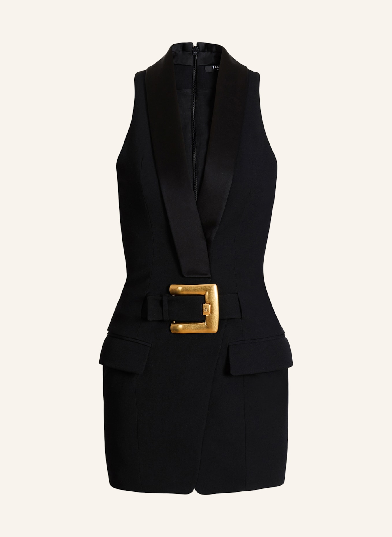 BALMAIN Kurzes Kleid mit Gürtel: SCHWARZ