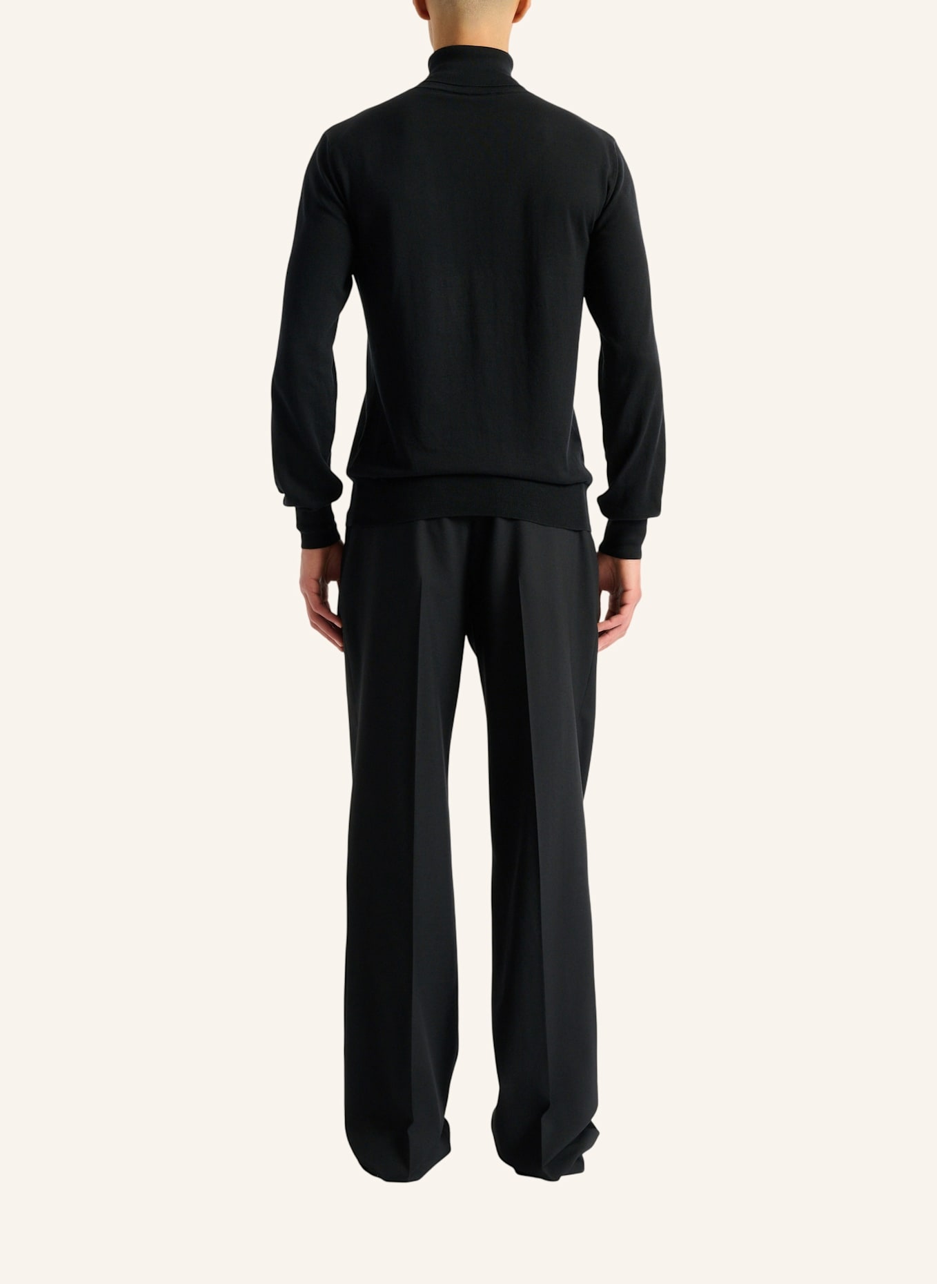 BALMAIN PB Rollkragenpullover aus Baumwolle und Seide: SCHWARZ