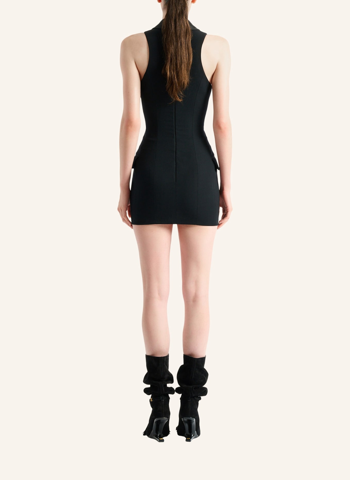 BALMAIN Kurzes Kleid mit Gürtel: SCHWARZ