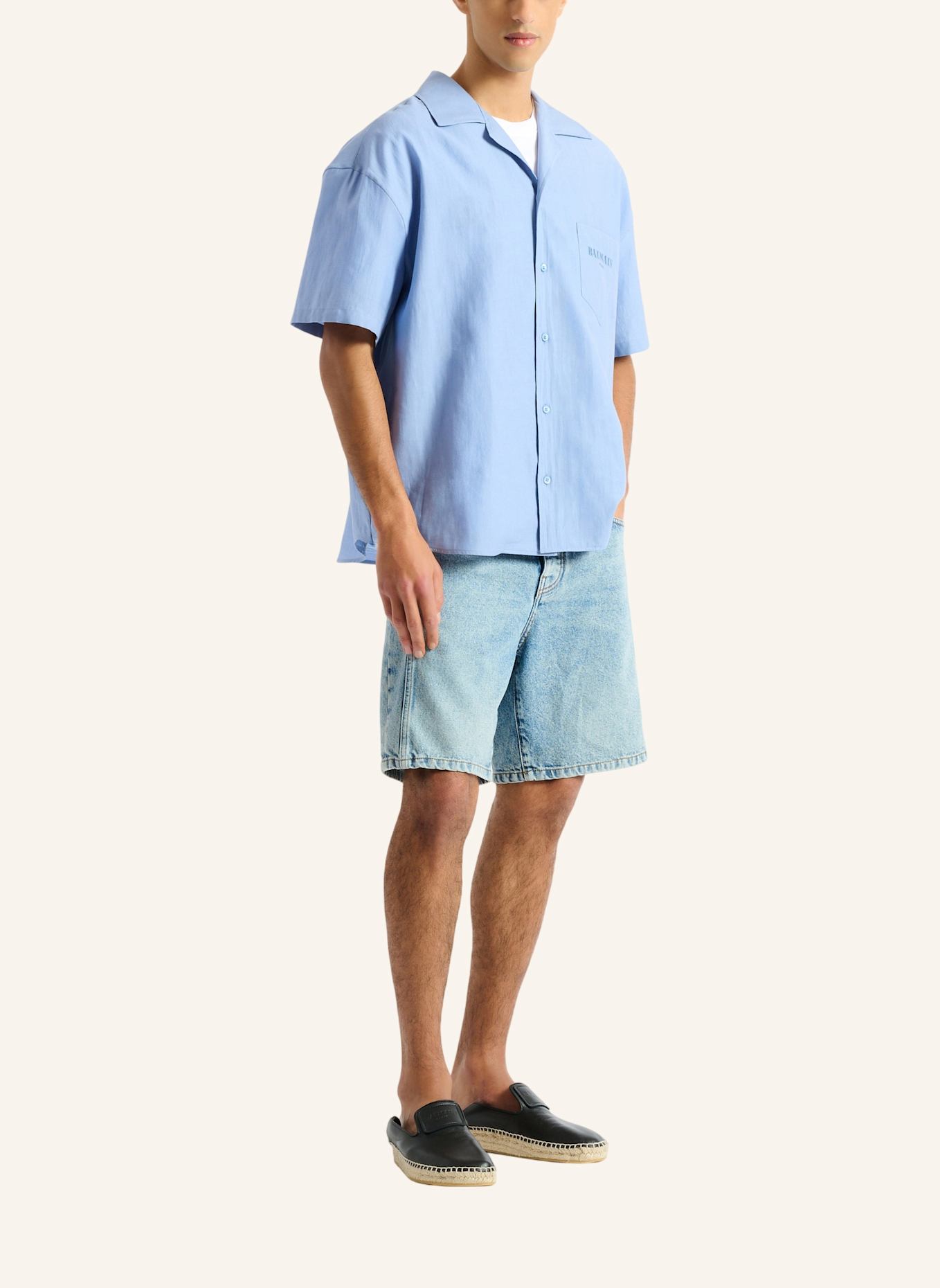 BALMAIN Balmain Vintage Hemd aus Popeline mit Fischgrätmuster: BLAU