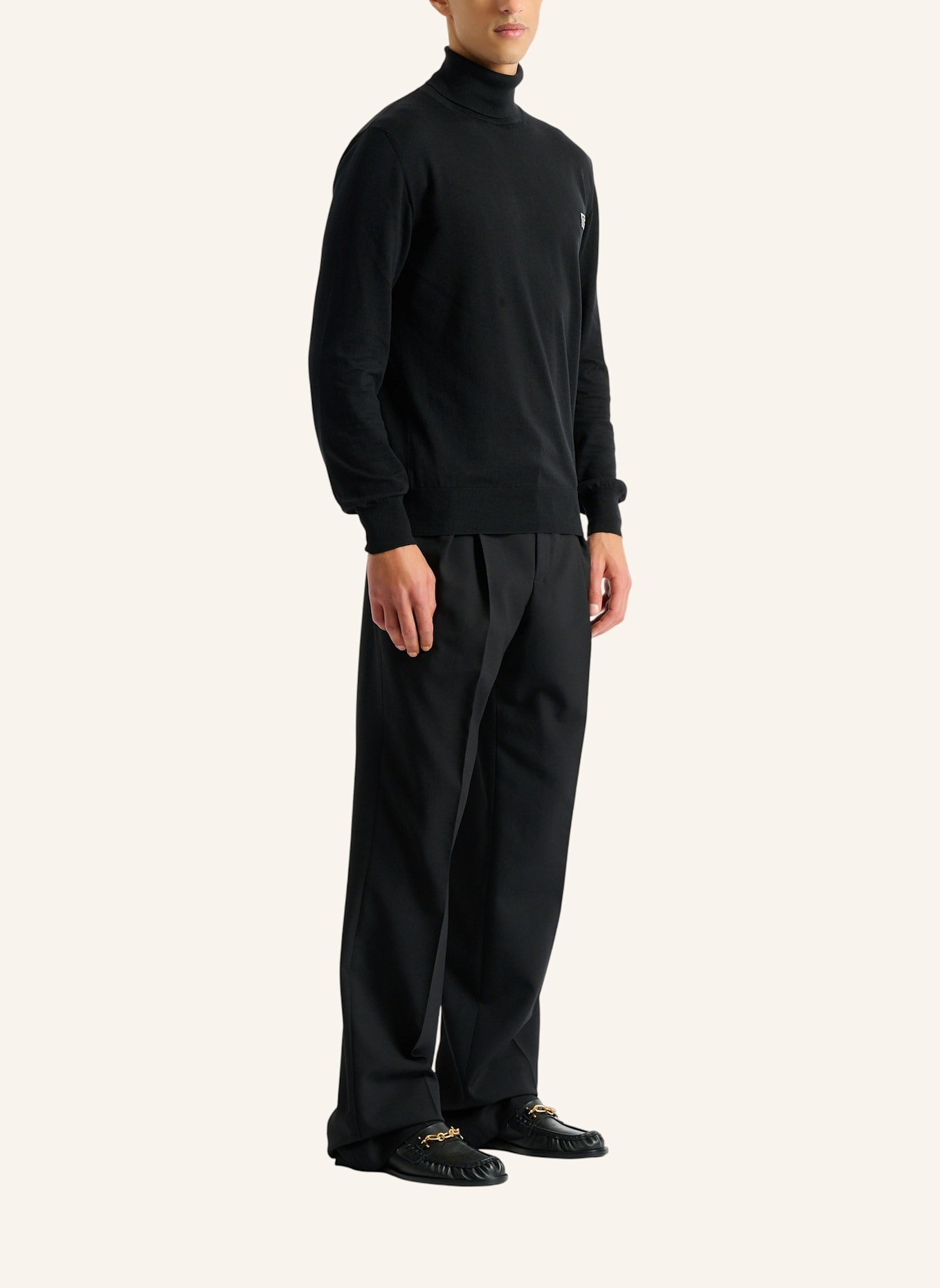 BALMAIN PB Rollkragenpullover aus Baumwolle und Seide: SCHWARZ