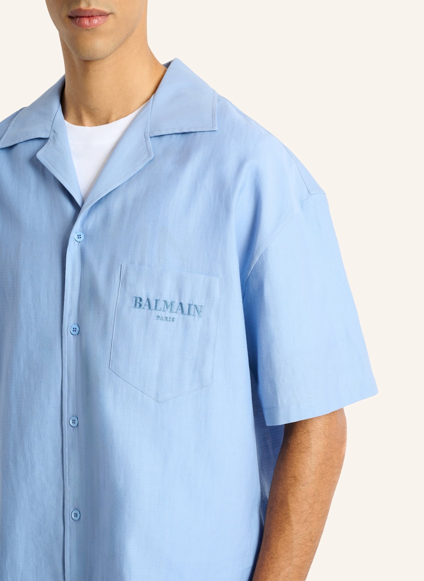 BALMAIN Balmain Vintage Hemd aus Popeline mit Fischgrätmuster: BLAU