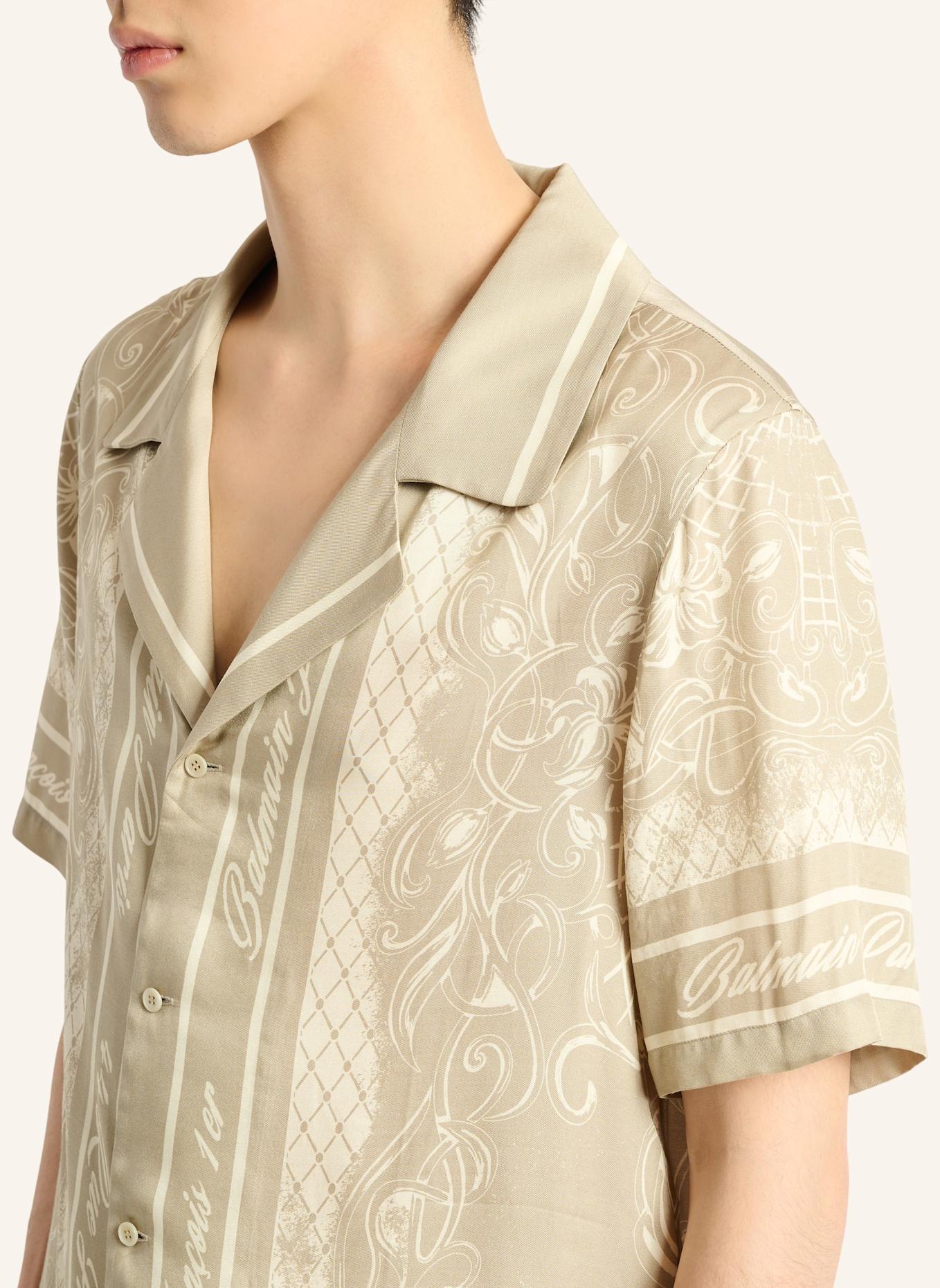 BALMAIN Bedrucktes Foulard Pyjamahemd: KHAKI