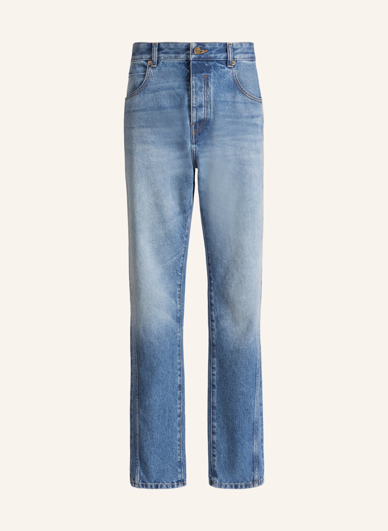 BALMAIN Gerade Jeans aus verwaschenem Denim in Blue: BLAU