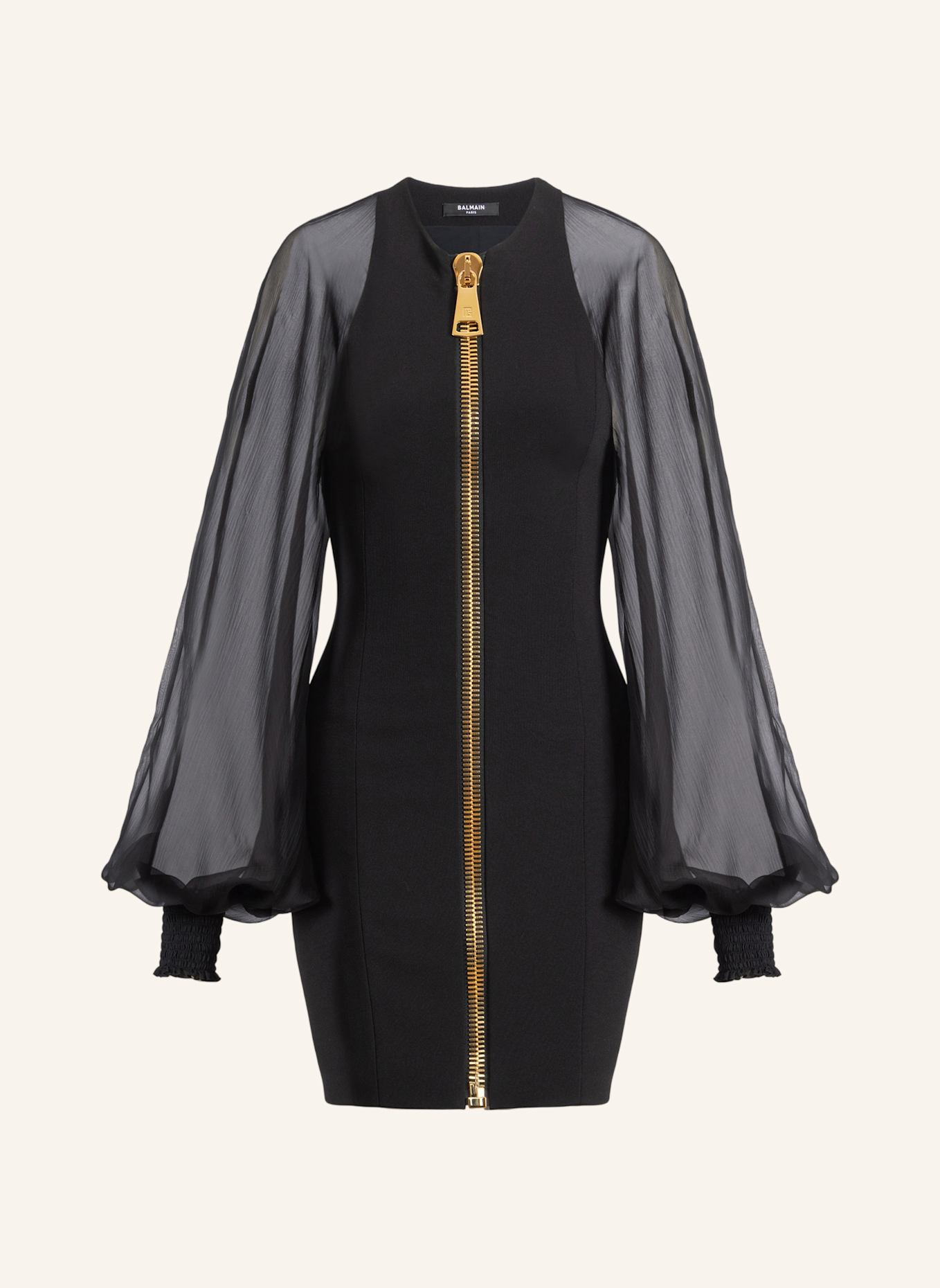 BALMAIN Kurzes Kleid aus Jersey und Musselin: SCHWARZ
