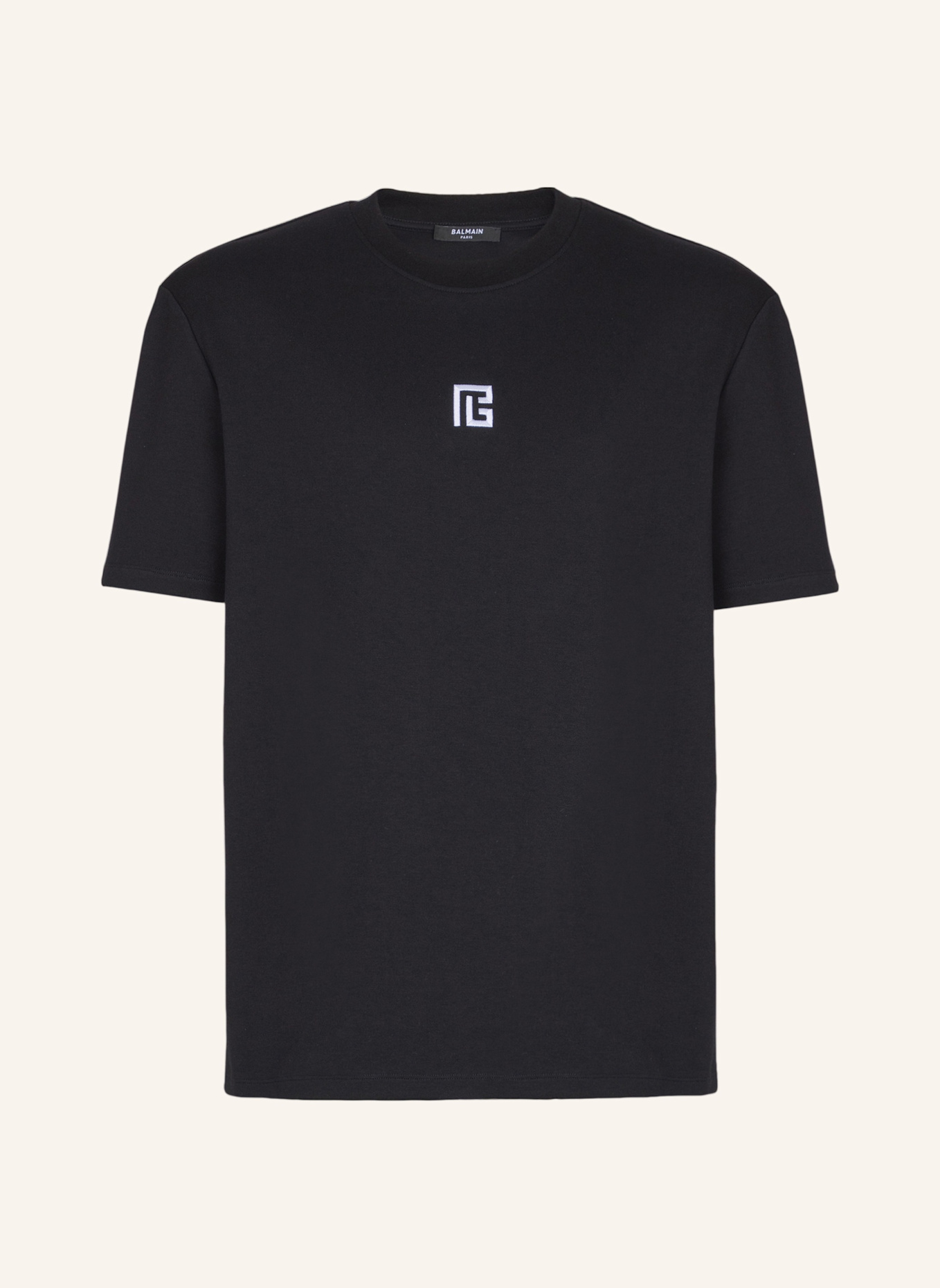 BALMAIN T-Shirt mit aufgesticktem Logo: SCHWARZ