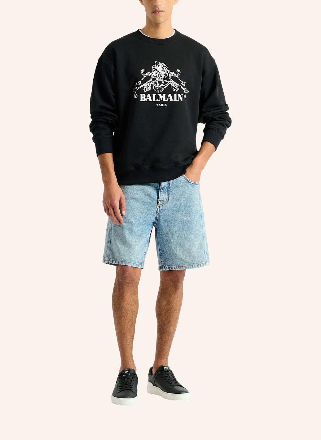 BALMAIN Bedrucktes Balmain Vine Sweatshirt: SCHWARZ