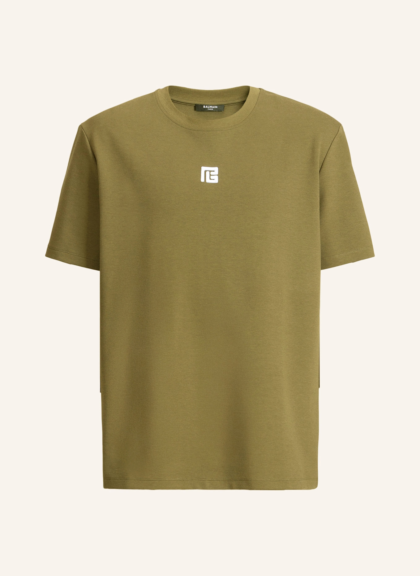 BALMAIN T-Shirt mit aufgesticktem Logo: GRÜN