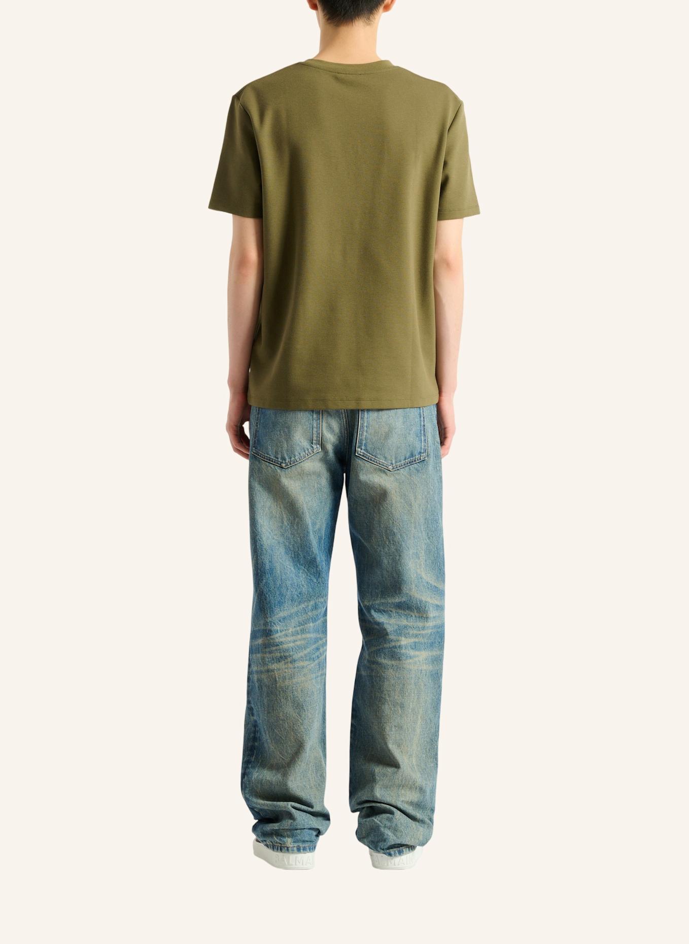 BALMAIN T-Shirt mit aufgesticktem Logo: GRÜN