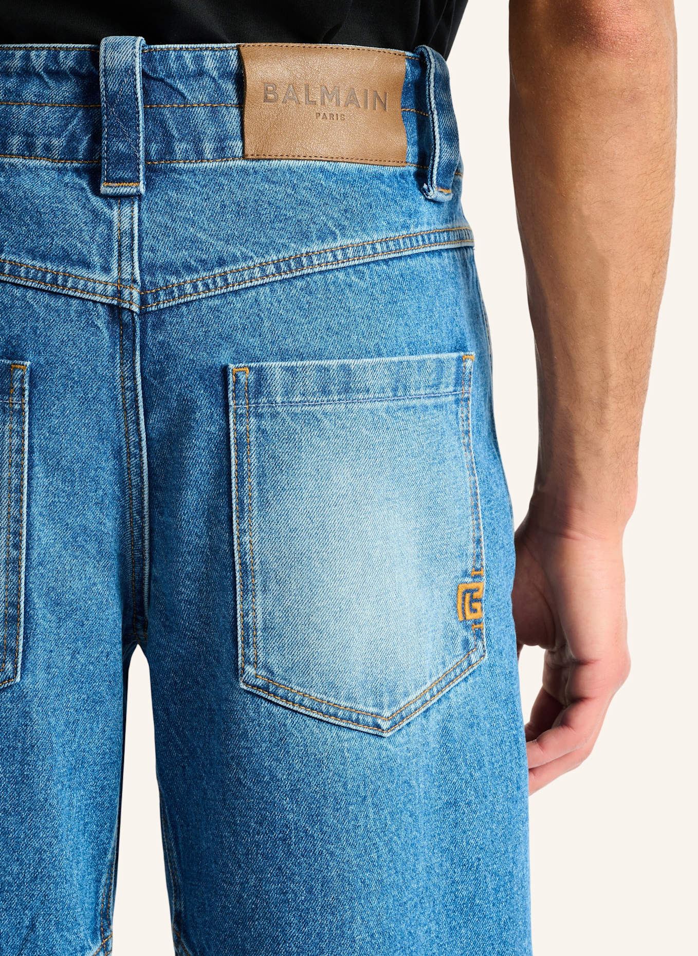 BALMAIN Carpenter-Jeans aus verwaschenem Denim in Blue: BLAU