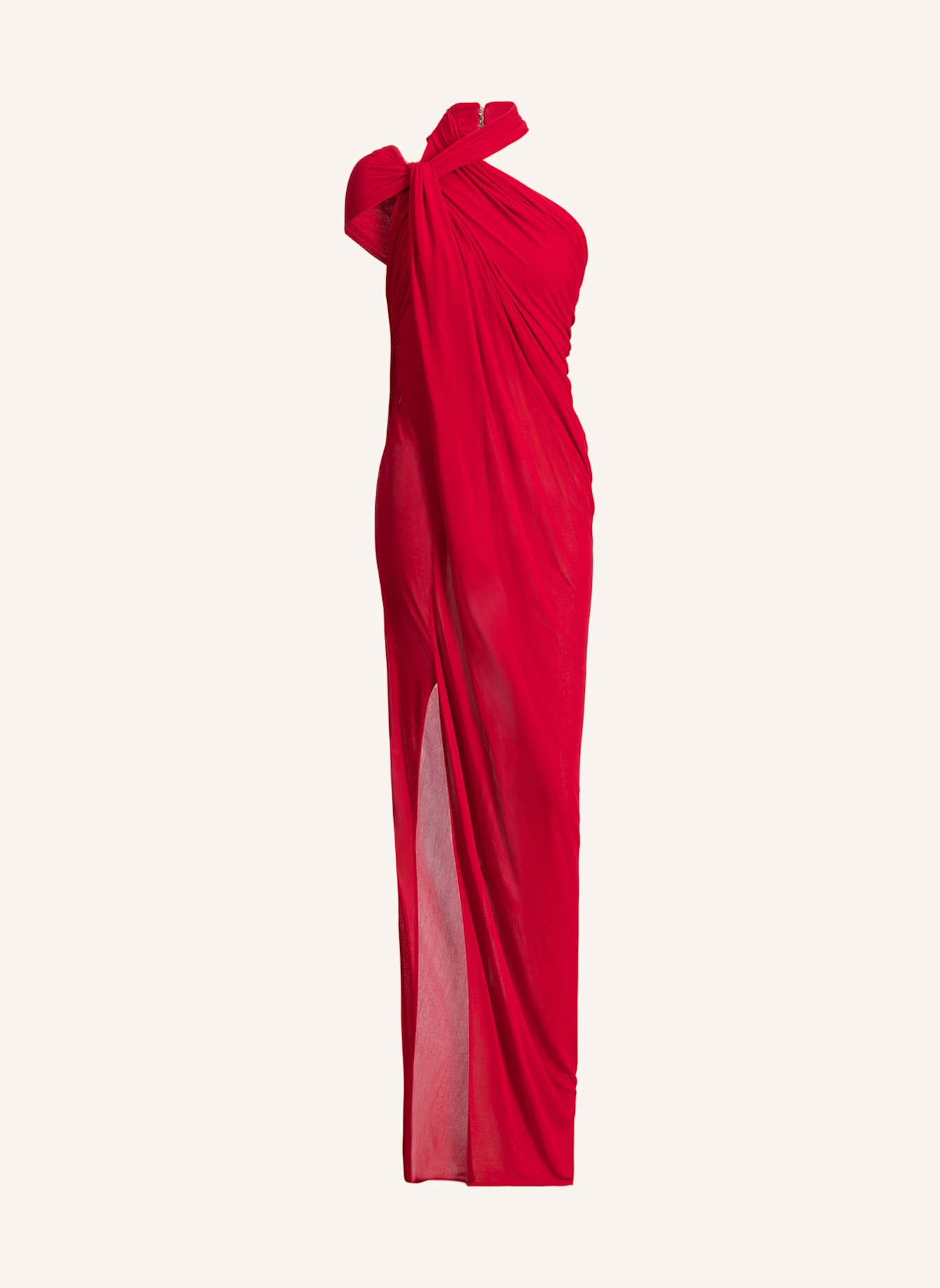 BALMAIN Langes, drapiertes Kleid aus Jersey: ROT