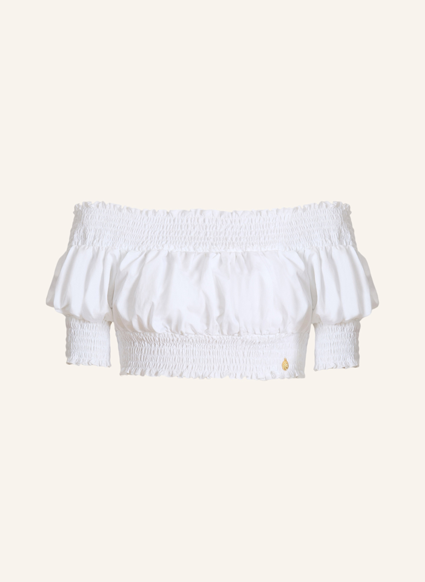 BALMAIN Schulterfreies Oberteil aus Popeline: WEISS