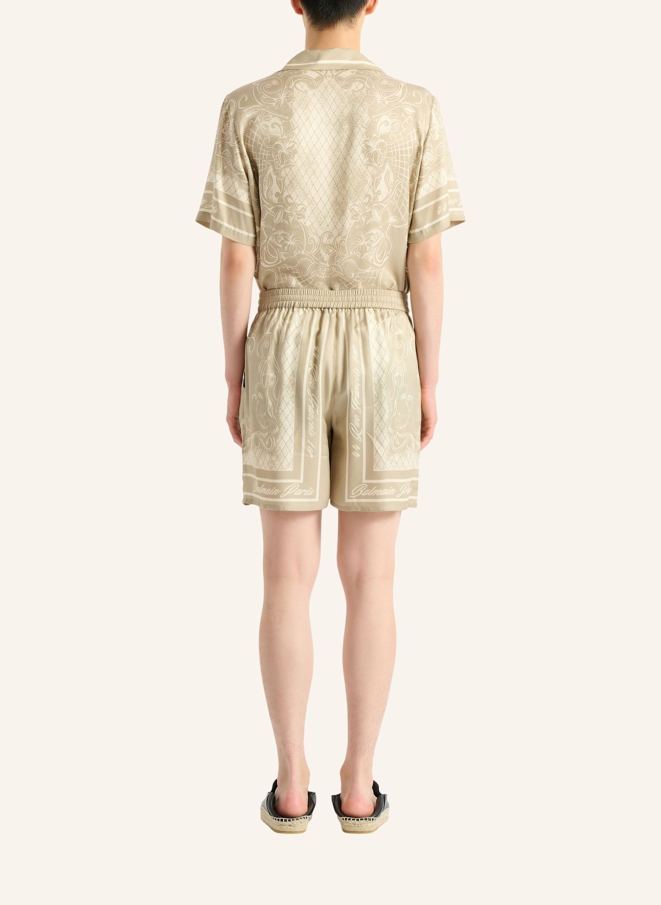 BALMAIN Bedruckte Foulard Pyjamashorts: KHAKI
