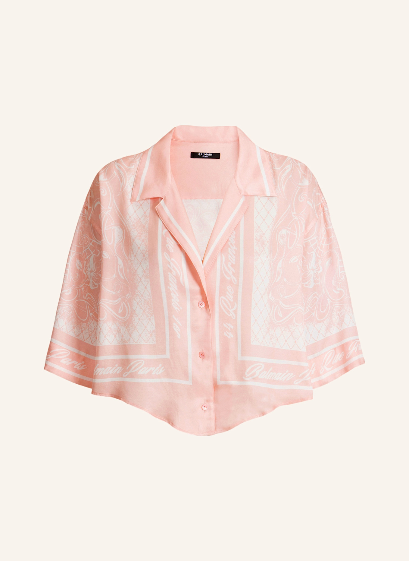 BALMAIN Bedrucktes Foulard Pyjamahemd: ROSA