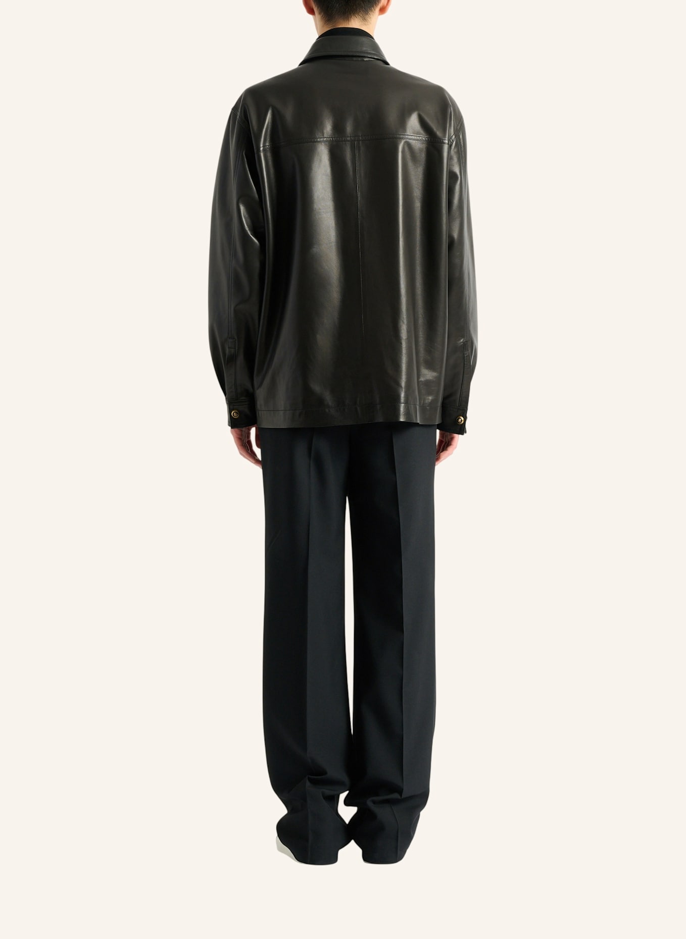 BALMAIN Überhemd aus Leder: SCHWARZ