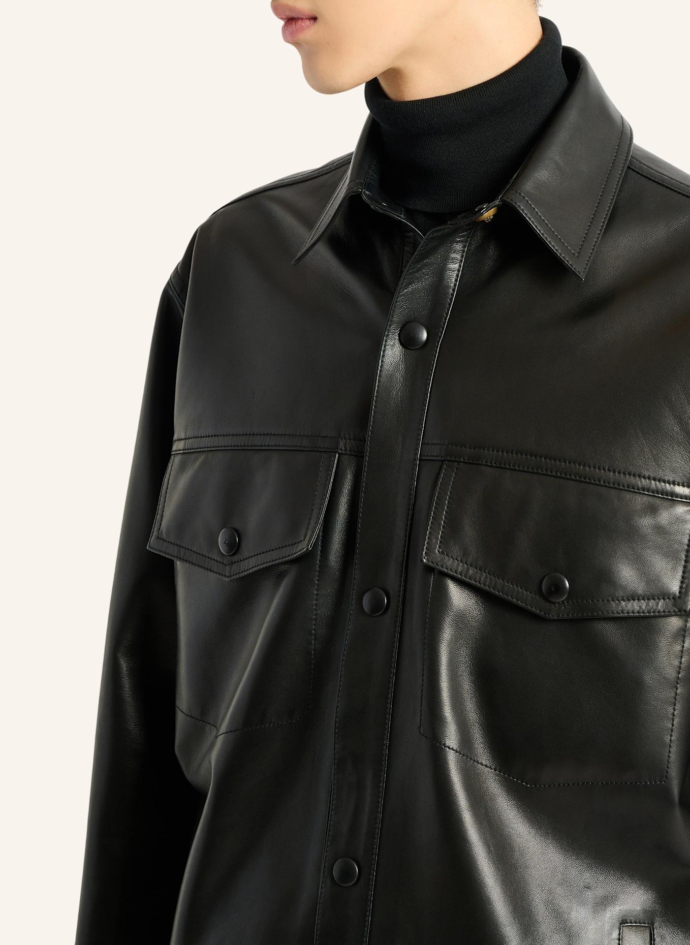 BALMAIN Überhemd aus Leder: SCHWARZ