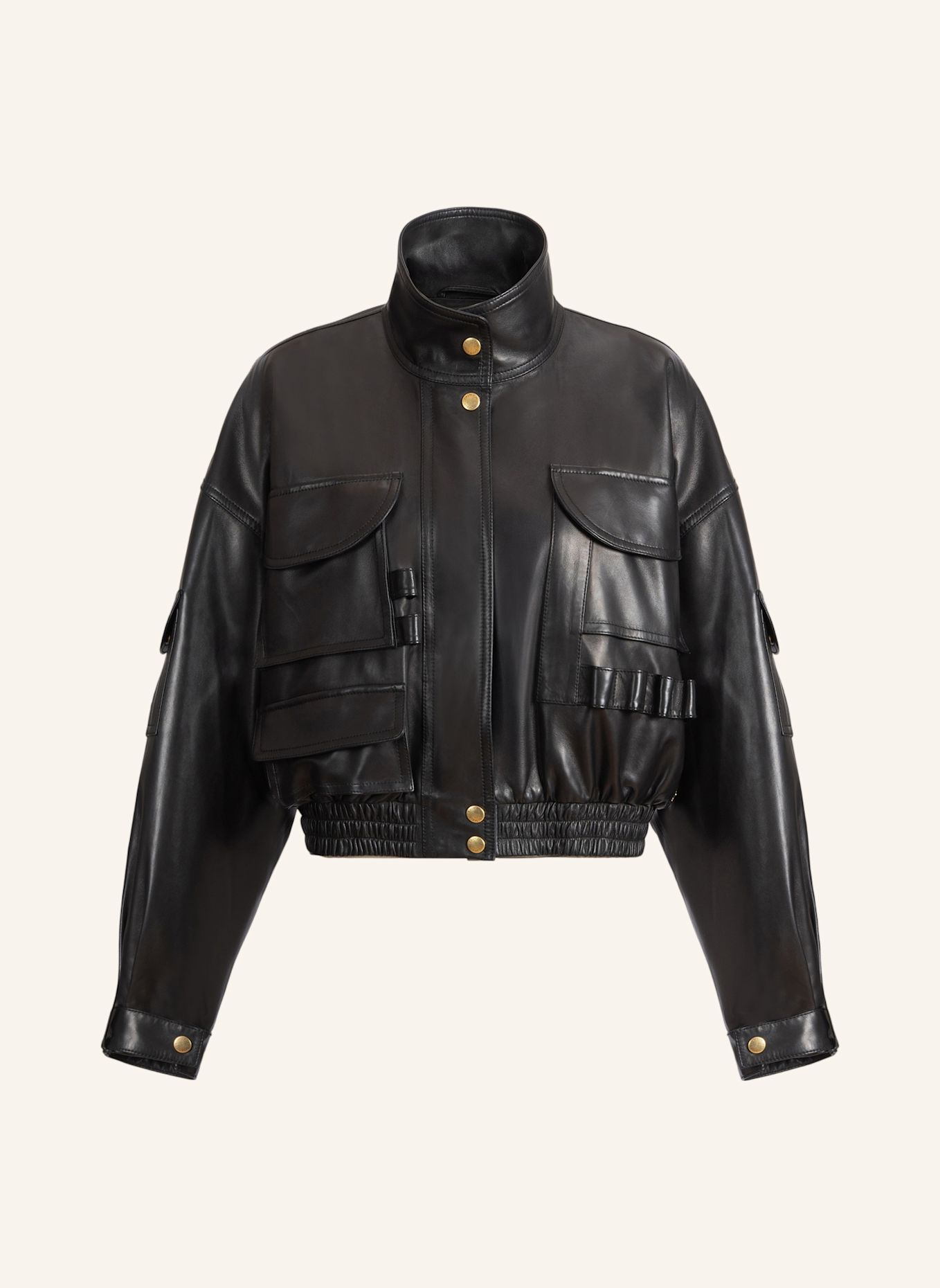 BALMAIN Bomberjacke aus Lammleder: SCHWARZ