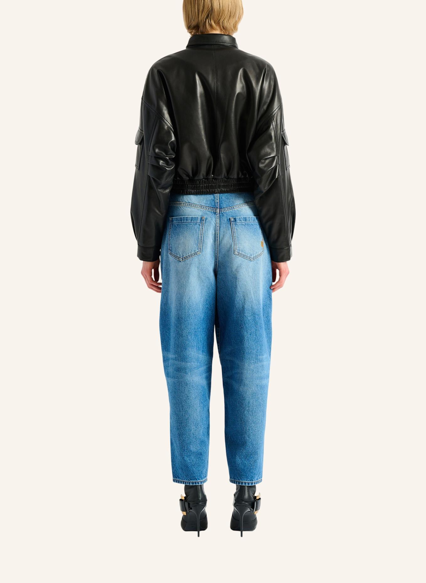 BALMAIN Bomberjacke aus Lammleder: SCHWARZ
