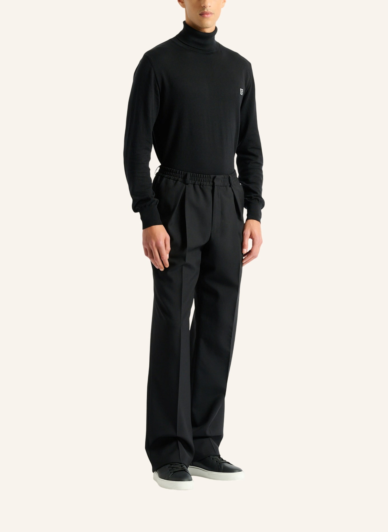 BALMAIN Wollhose mit elastischem Bund: SCHWARZ