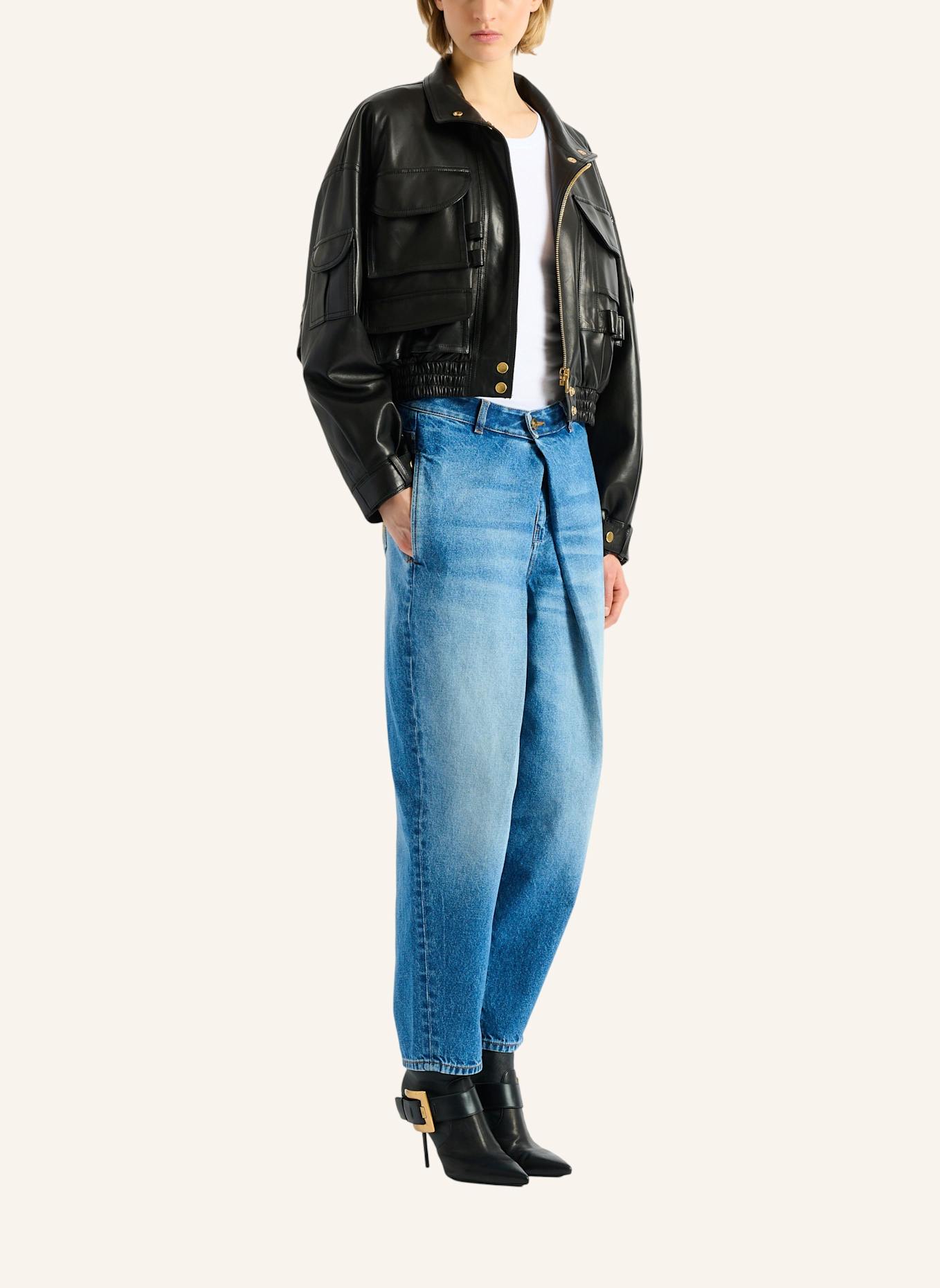 BALMAIN Bomberjacke aus Lammleder: SCHWARZ