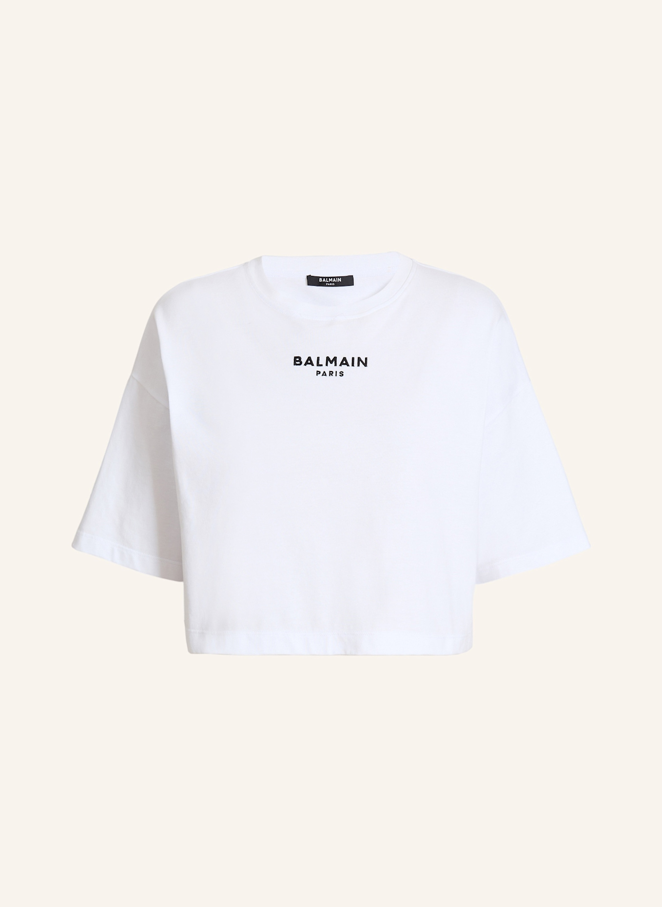 BALMAIN Besticktes Balmain Paris T-Shirt: WEISS