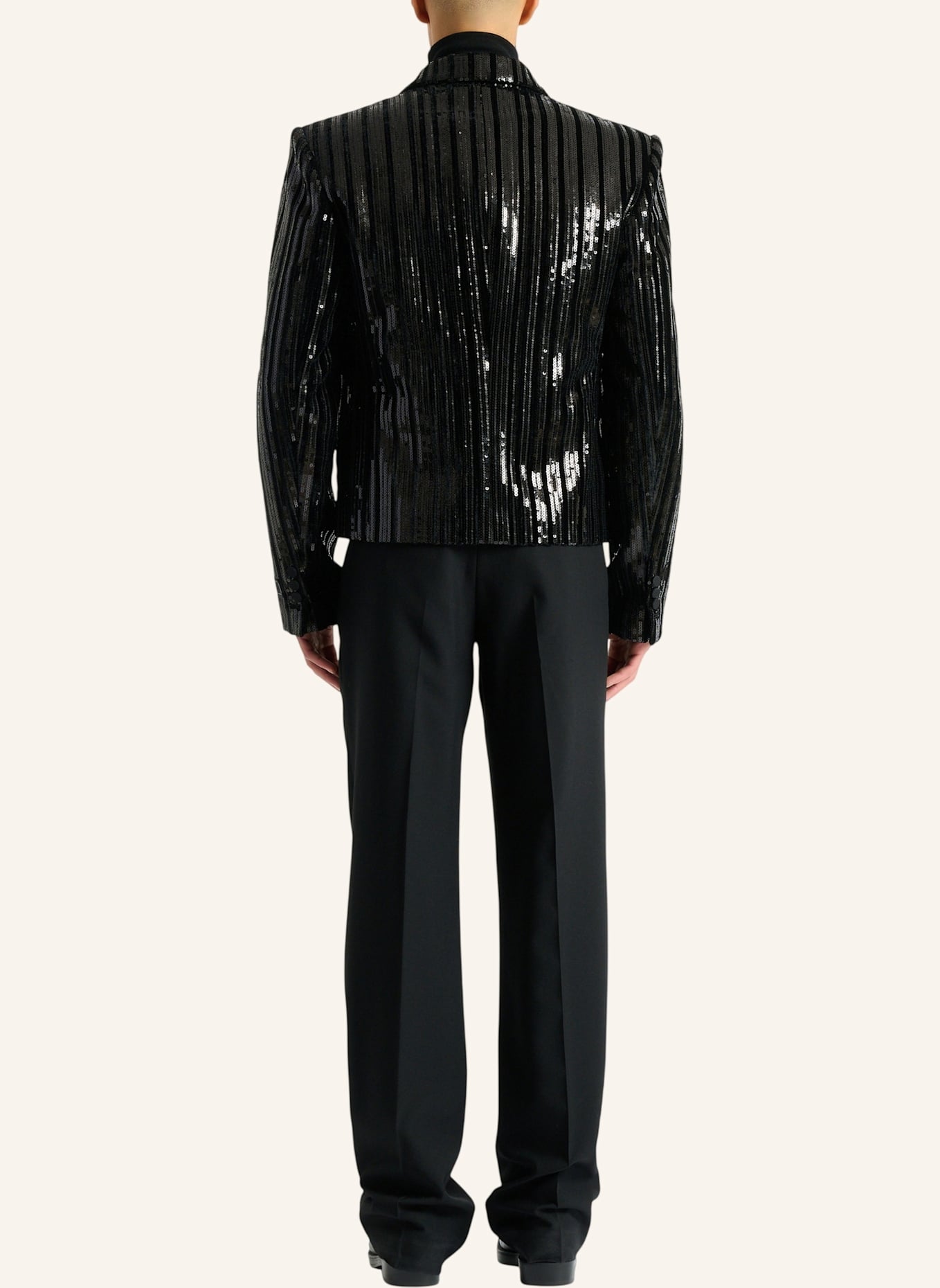 BALMAIN Spencer aus Samt mit Pailletten: SCHWARZ