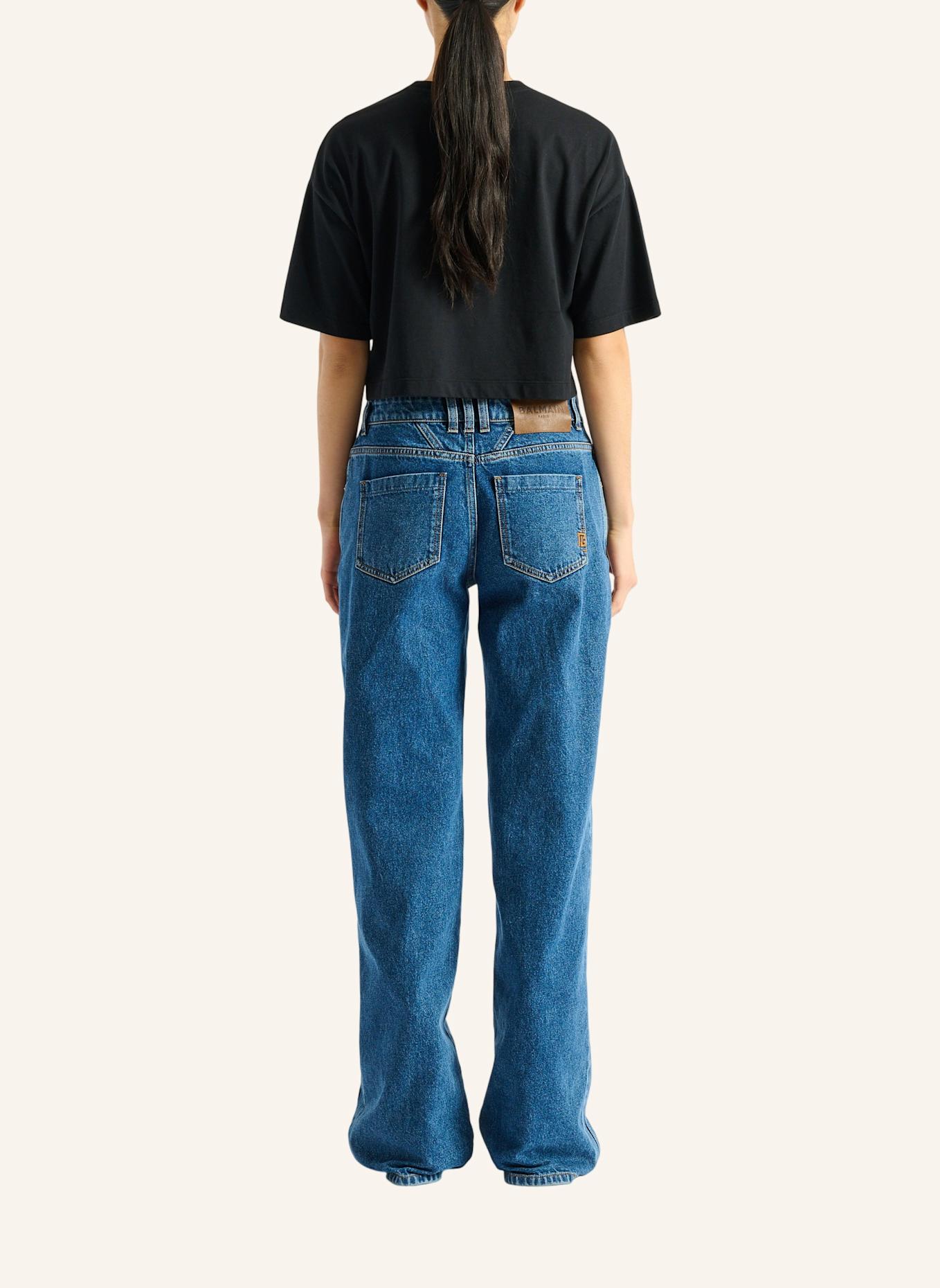 BALMAIN Besticktes Balmain Paris T-Shirt: SCHWARZ