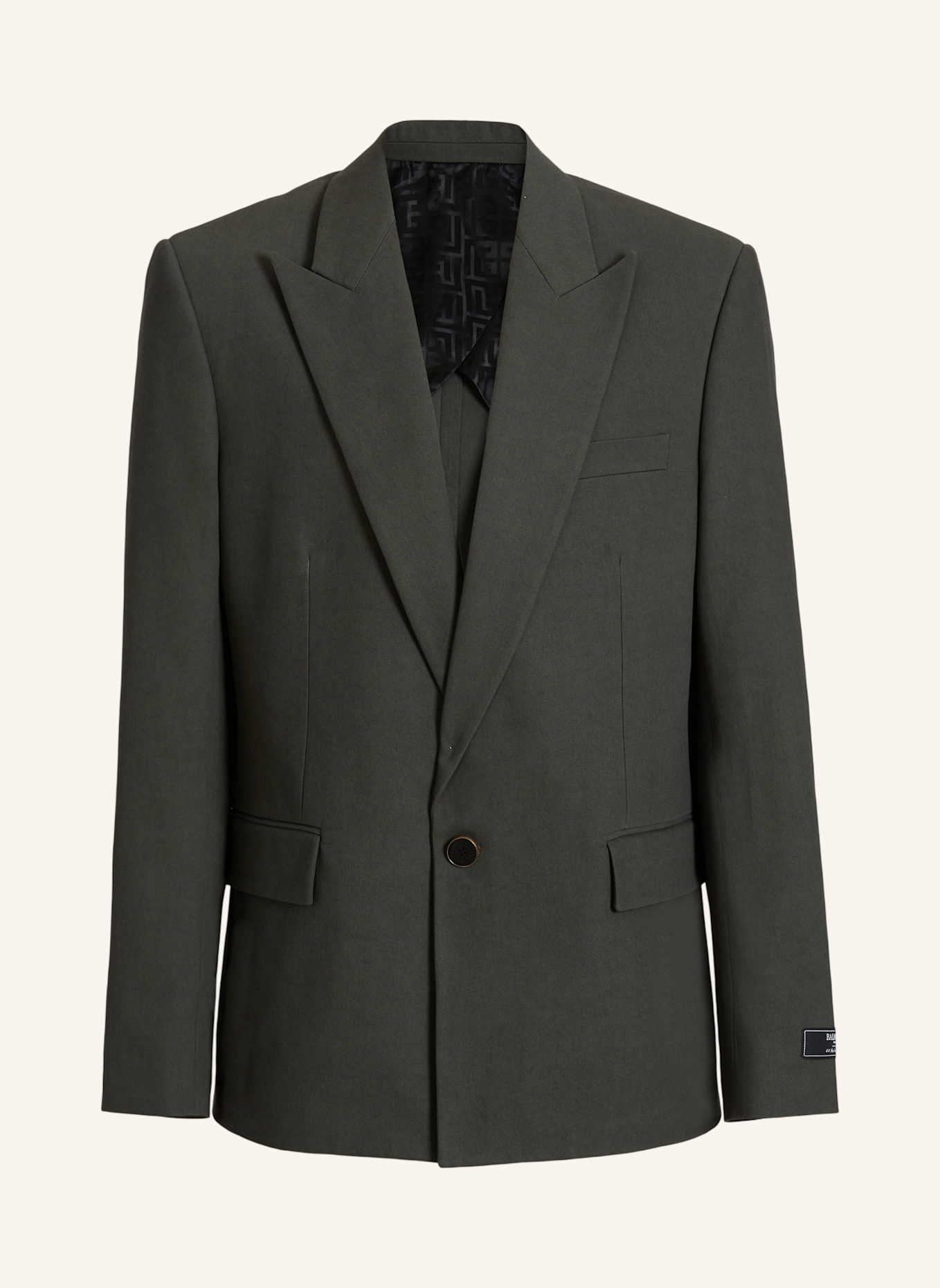 BALMAIN Jacke mit einem Knopf aus Baumwolltwill: GRÜN