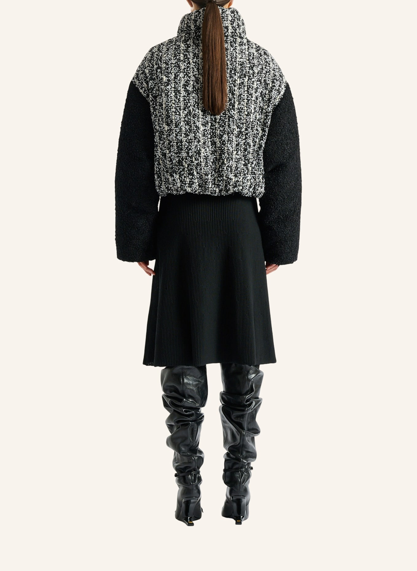BALMAIN Zweifarbige Tweedjacke: SCHWARZ