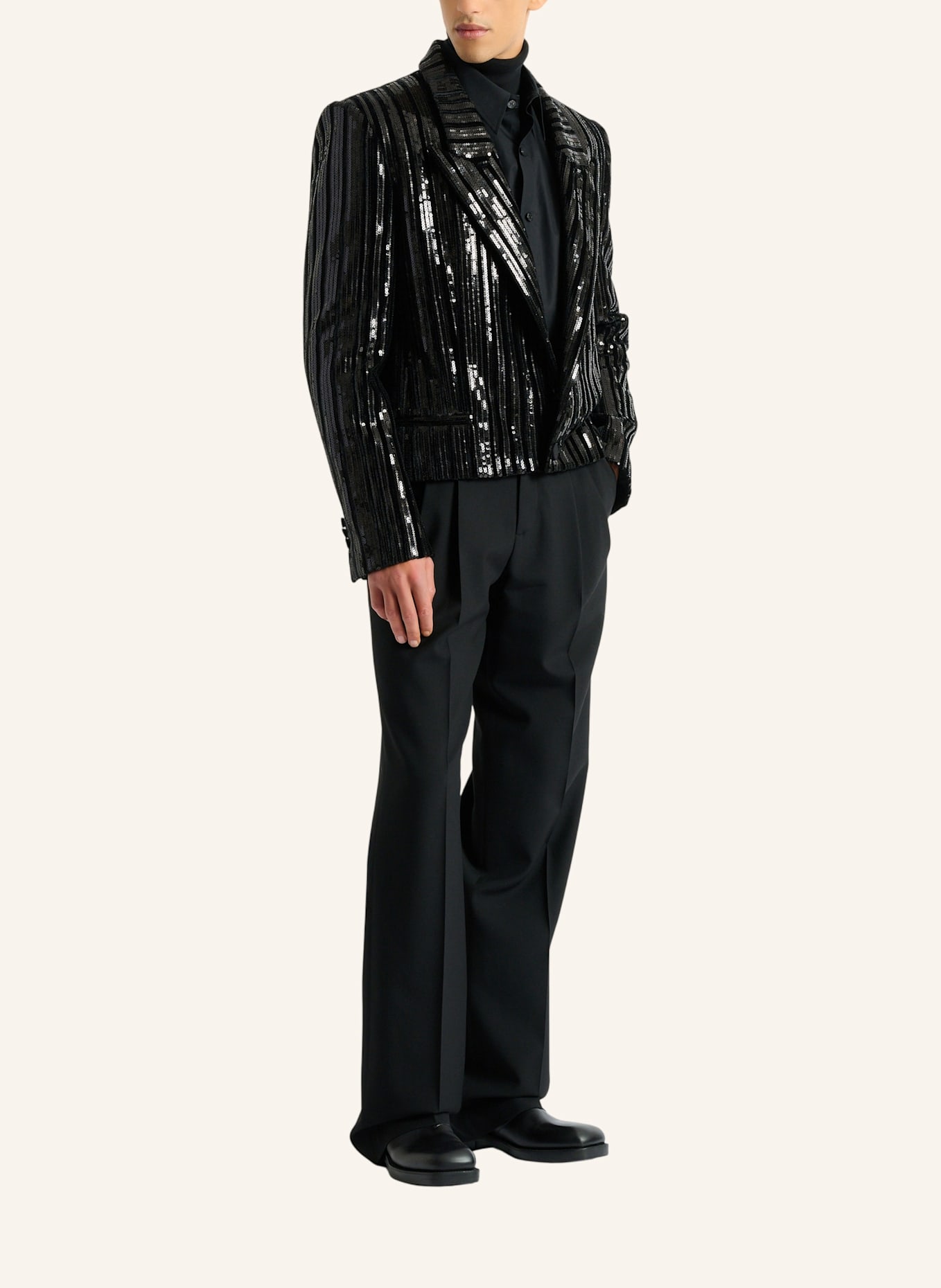 BALMAIN Spencer aus Samt mit Pailletten: SCHWARZ