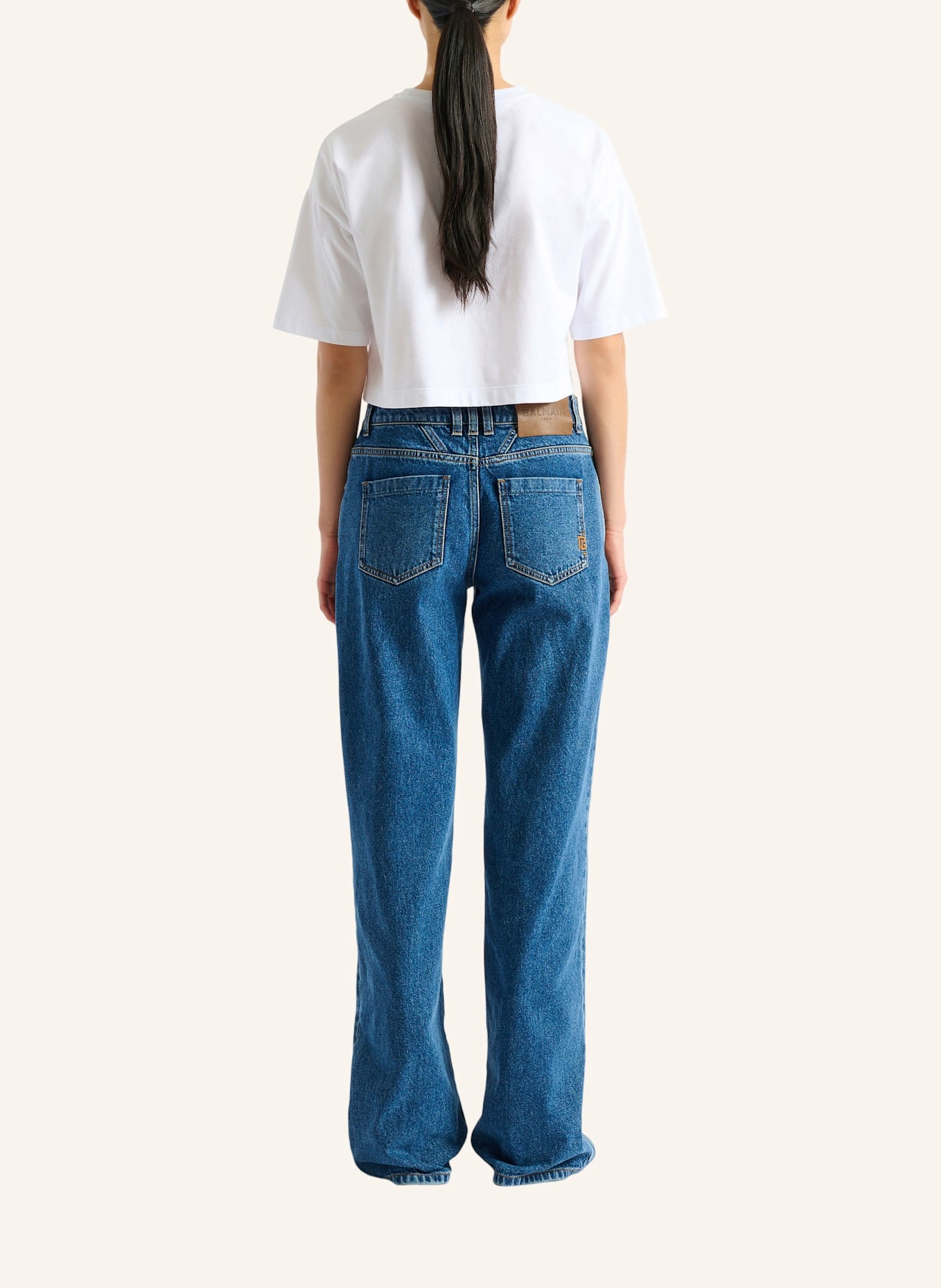 BALMAIN Besticktes Balmain Paris T-Shirt: WEISS