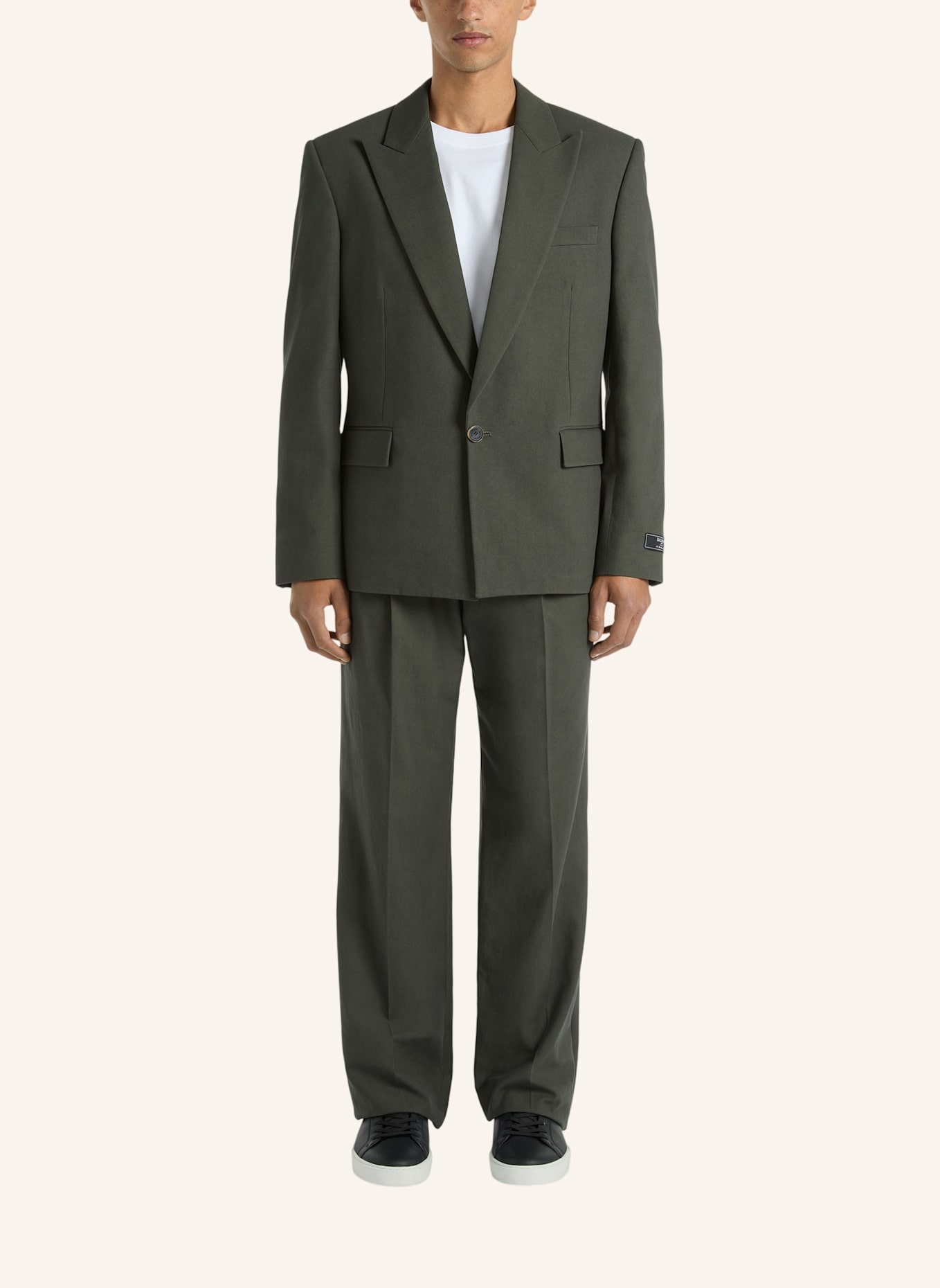 BALMAIN Jacke mit einem Knopf aus Baumwolltwill: GRÜN