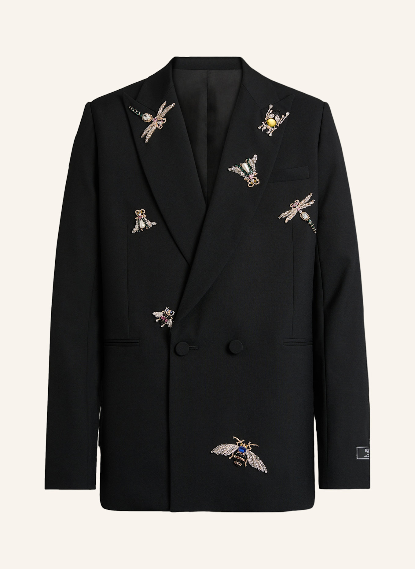 BALMAIN Bestickte Balmain Insect Jacke aus Wolle und Kristallen: SCHWARZ