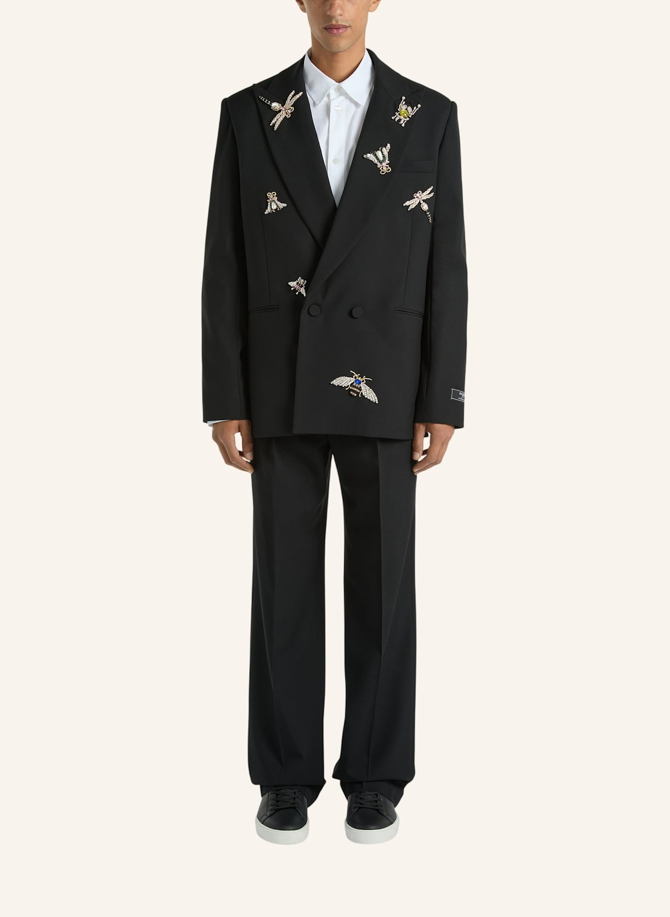 BALMAIN Bestickte Balmain Insect Jacke aus Wolle und Kristallen: SCHWARZ