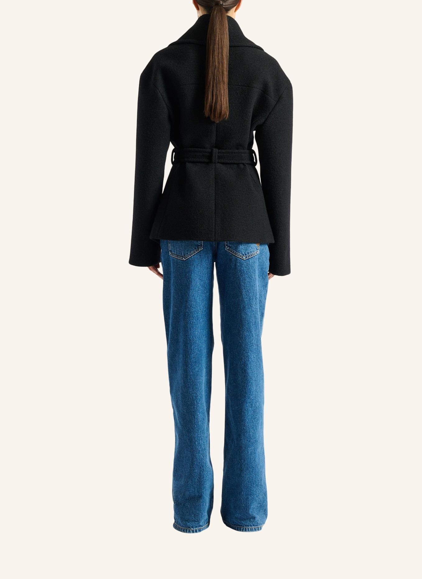BALMAIN Caban mit Gürtel aus Wolle: SCHWARZ