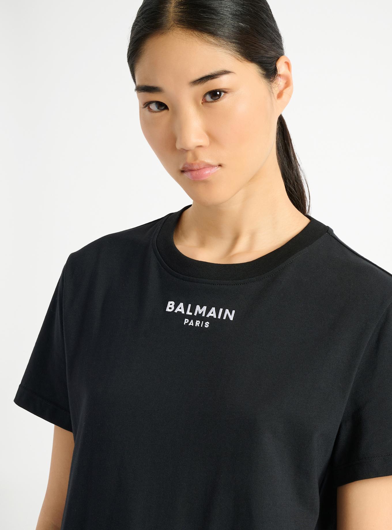 BALMAIN Besticktes Balmain Paris T-Shirt: SCHWARZ