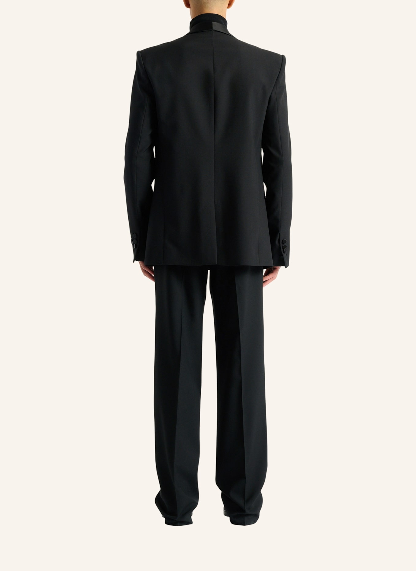 BALMAIN Jacke mit zwei Knöpfen aus Wolle und Satin: SCHWARZ